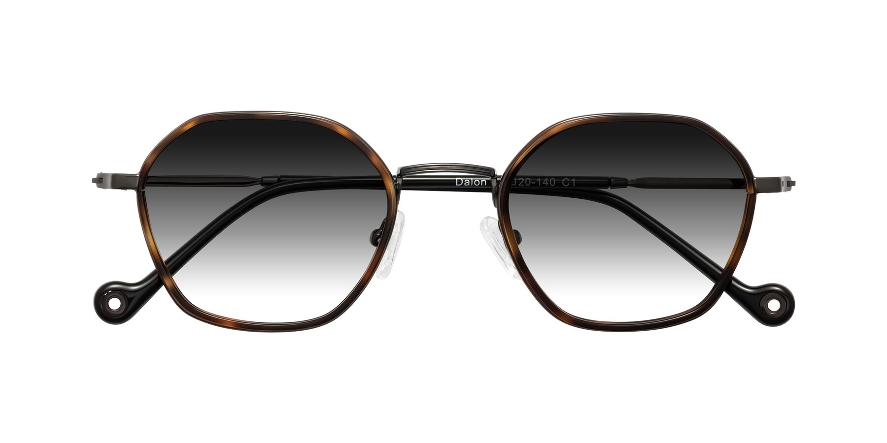 Folded Front of Dalon in Tortoise/Gunmetal with Gray Gradient Lenses