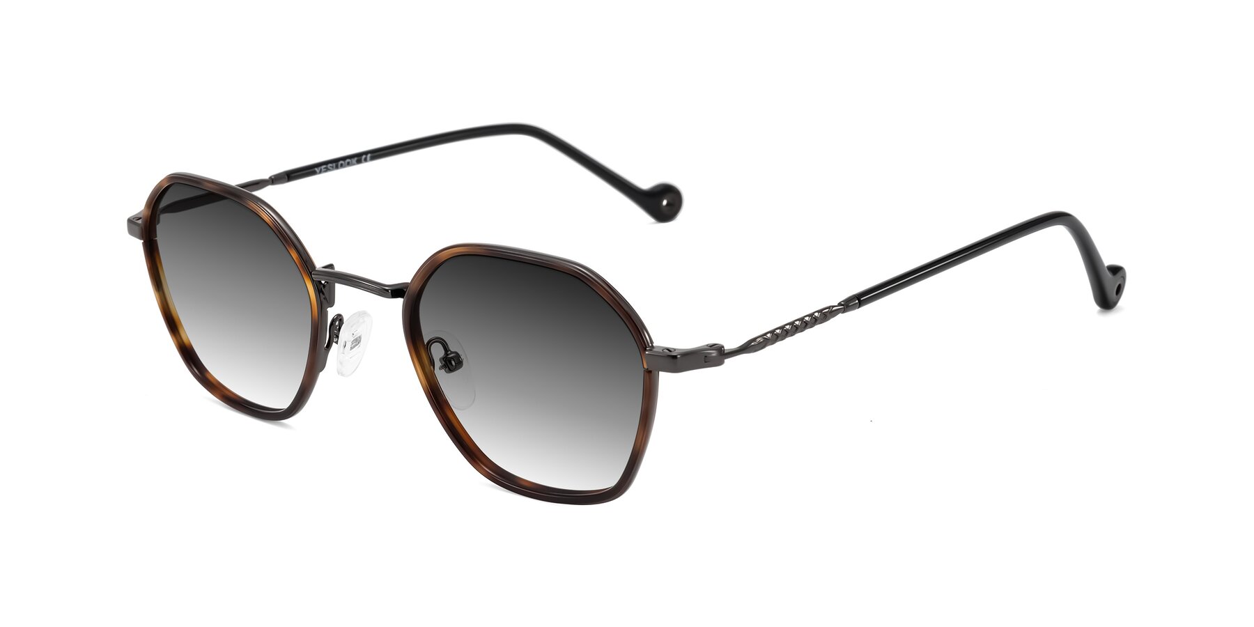Angle of Dalon in Tortoise/Gunmetal with Gray Gradient Lenses