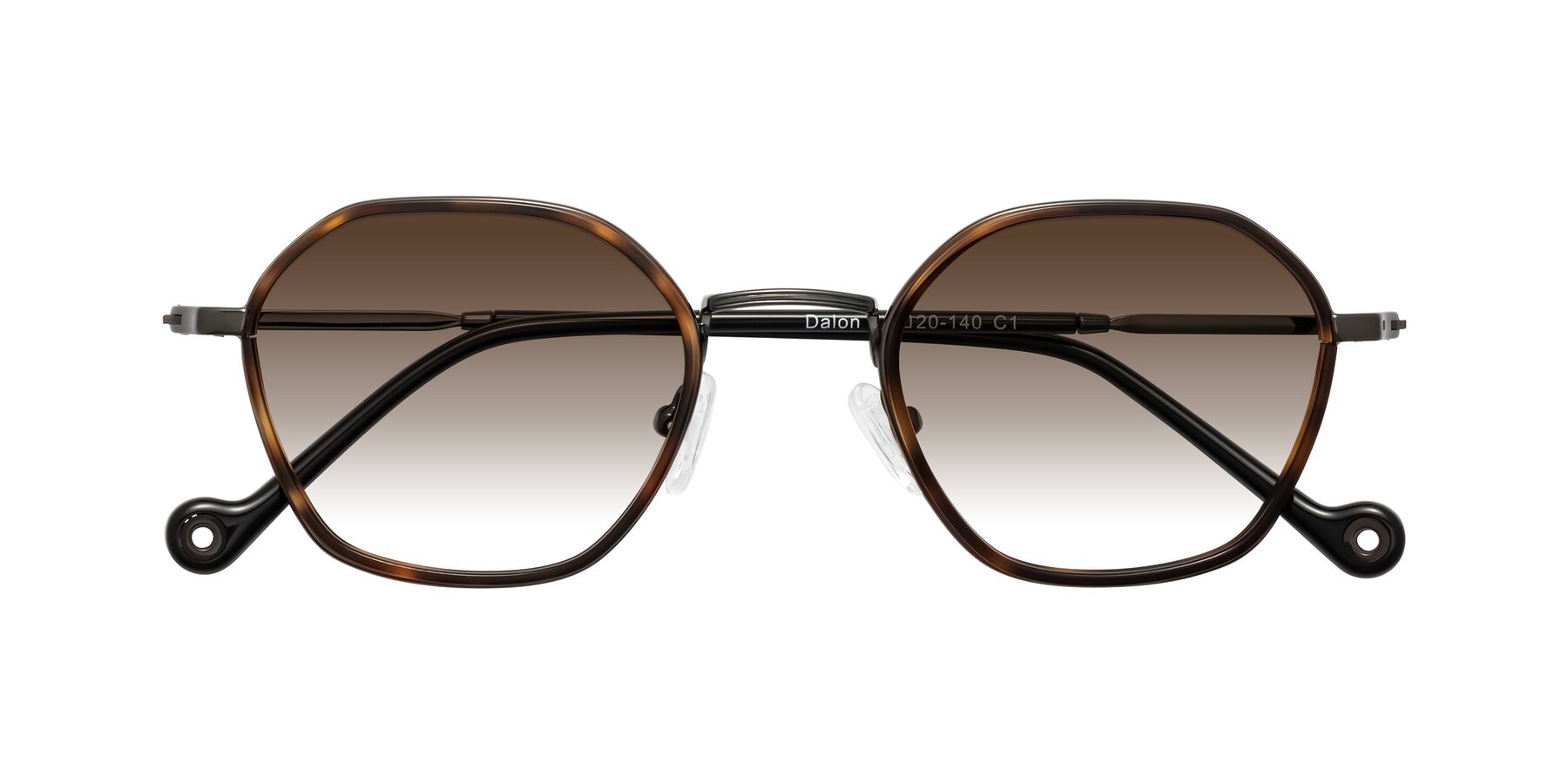 Folded Front of Dalon in Tortoise/Gunmetal with Brown Gradient Lenses