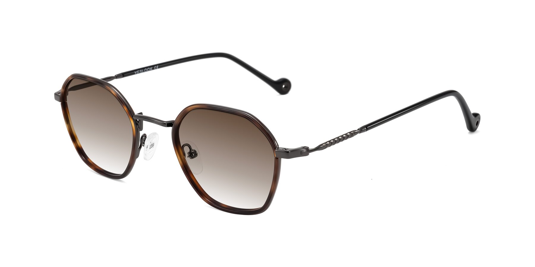 Angle of Dalon in Tortoise/Gunmetal with Brown Gradient Lenses