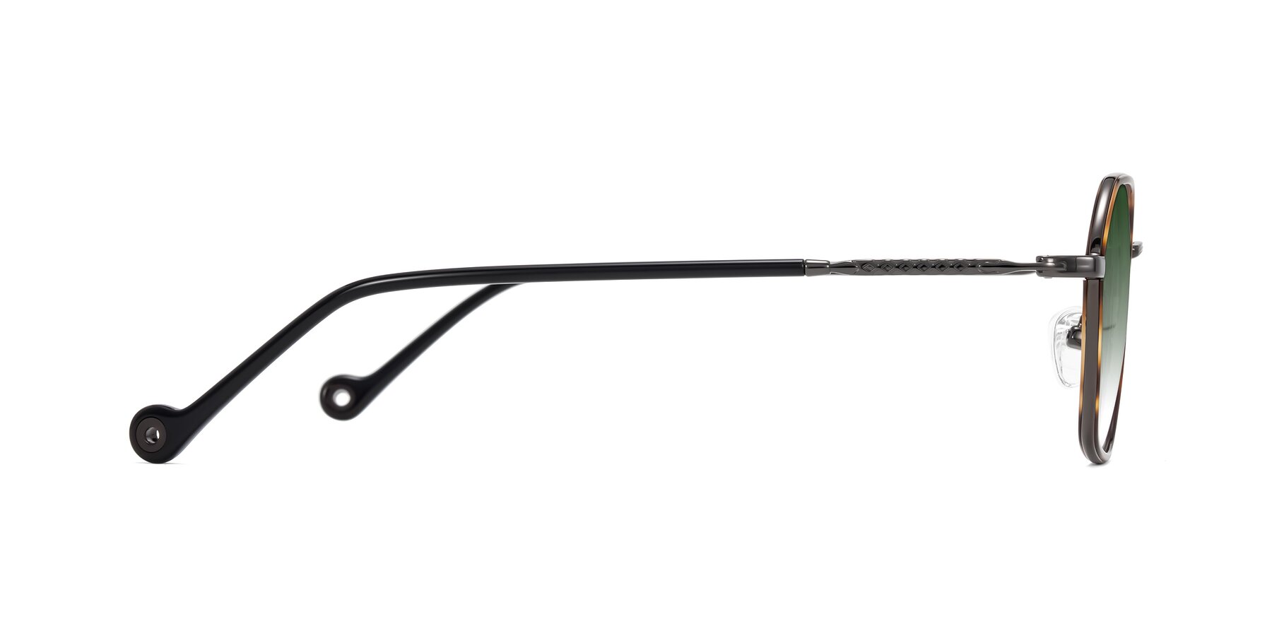 Side of Dalon in Tortoise/Gunmetal with Green Gradient Lenses