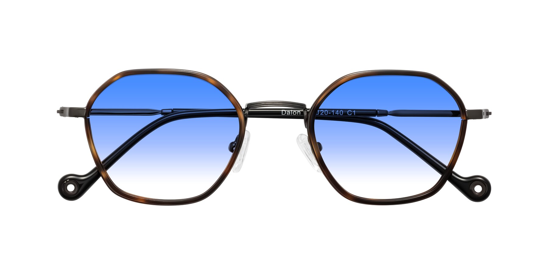 Folded Front of Dalon in Tortoise/Gunmetal with Blue Gradient Lenses