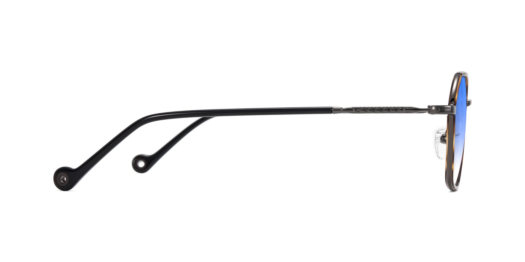 Side of Dalon in Tortoise/Gunmetal with Blue Gradient Lenses