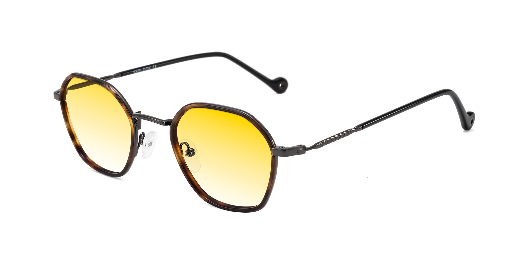 Angle of Dalon in Tortoise/Gunmetal with Yellow Gradient Lenses