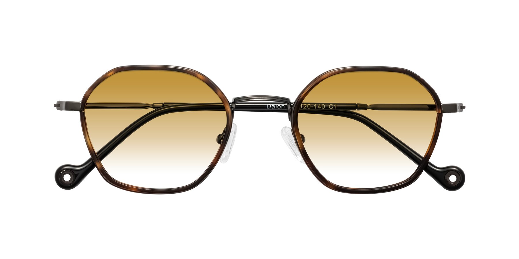 Folded Front of Dalon in Tortoise/Gunmetal with Champagne Gradient Lenses