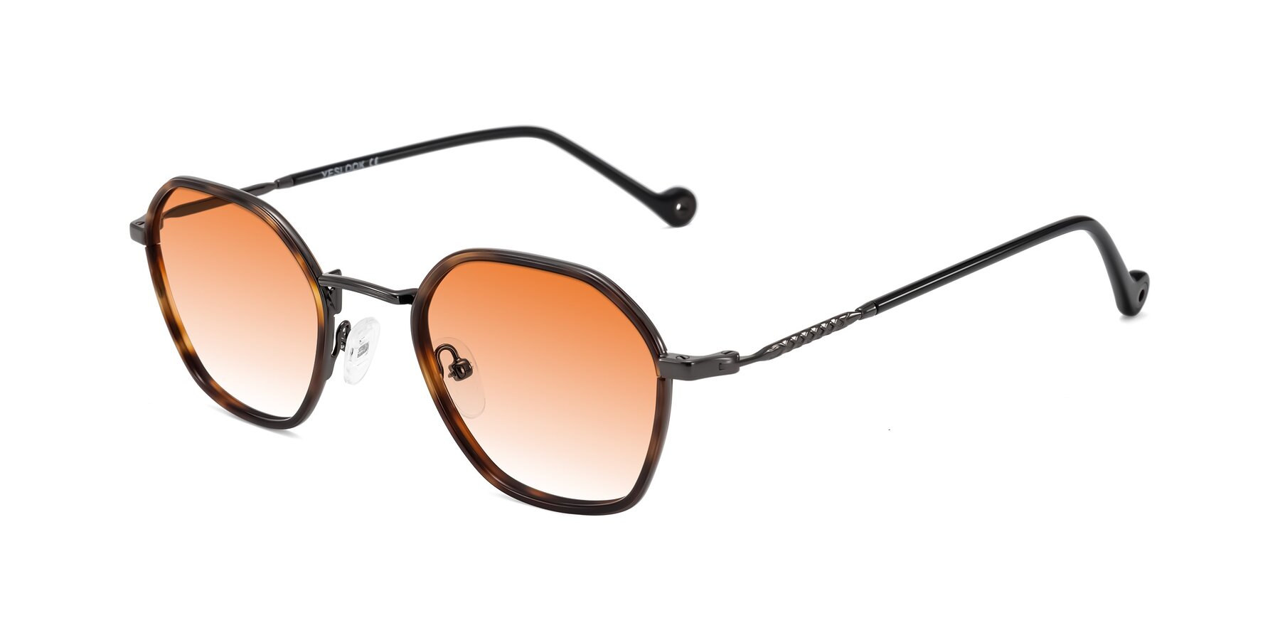 Angle of Dalon in Tortoise/Gunmetal with Orange Gradient Lenses