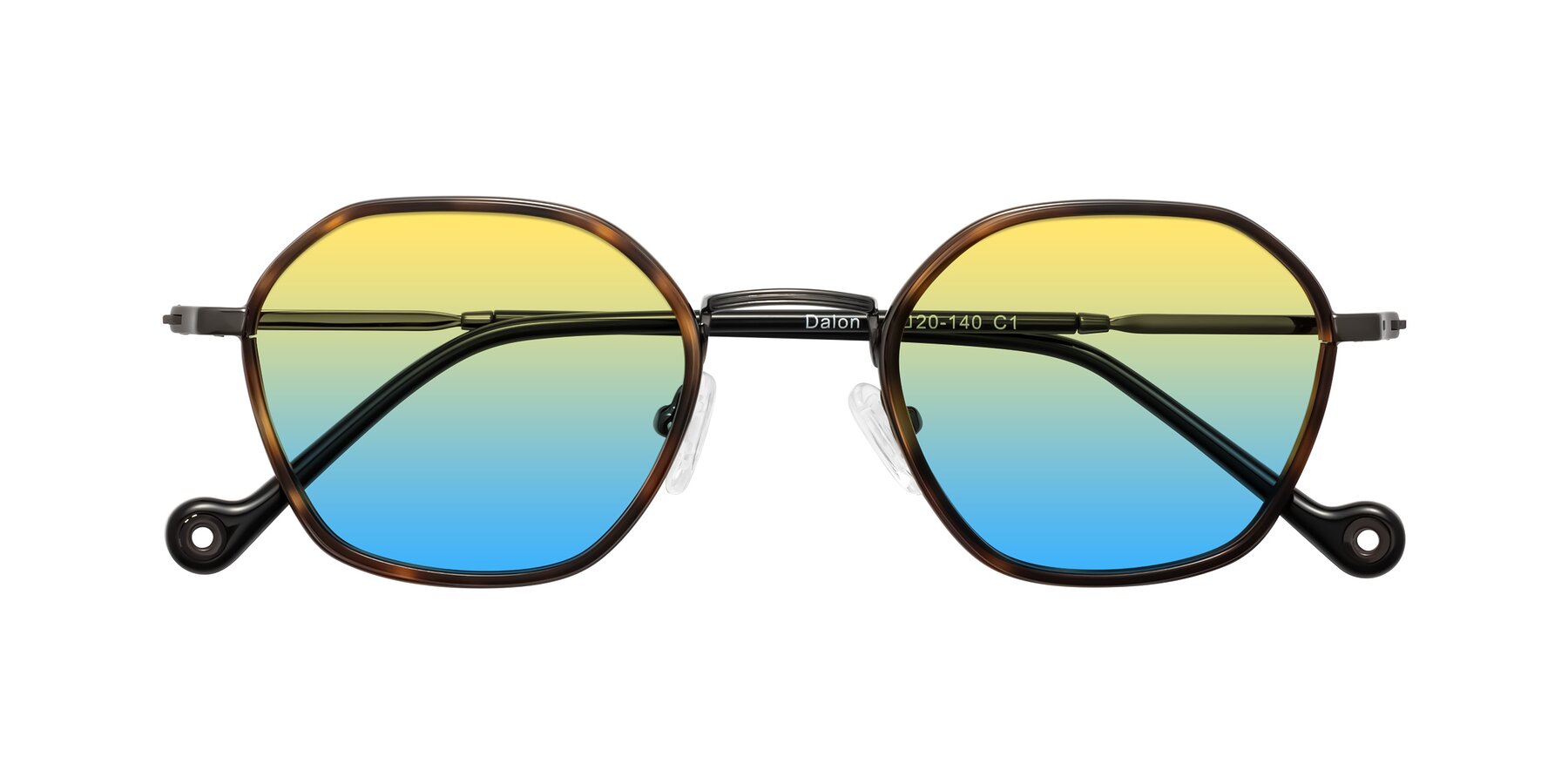 Folded Front of Dalon in Tortoise/Gunmetal with Yellow / Blue Gradient Lenses