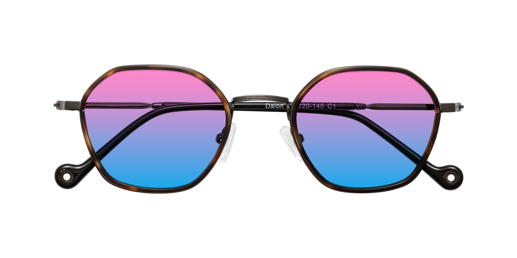 Folded Front of Dalon in Tortoise/Gunmetal with Pink / Blue Gradient Lenses