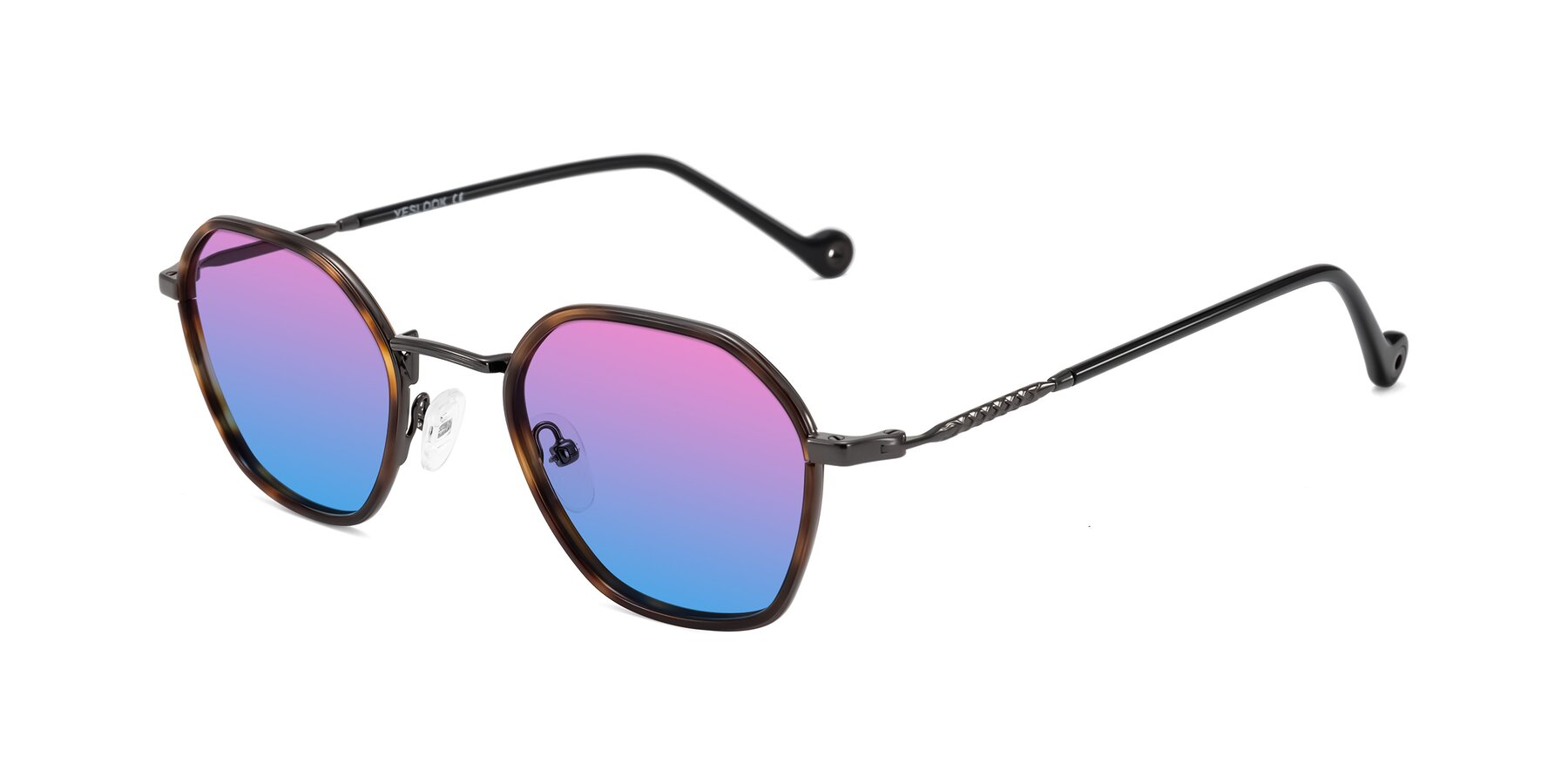 Angle of Dalon in Tortoise/Gunmetal with Pink / Blue Gradient Lenses