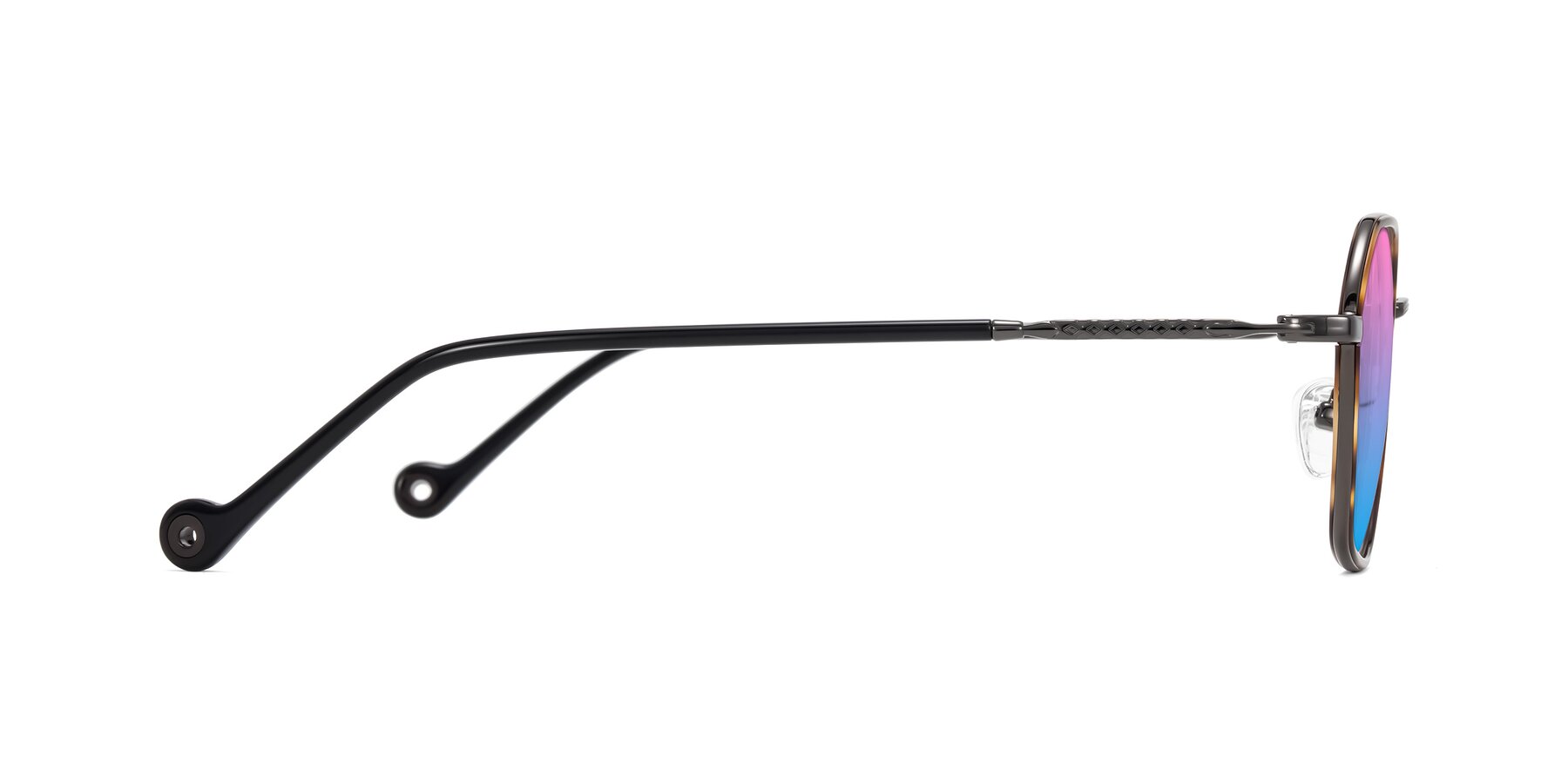 Side of Dalon in Tortoise/Gunmetal with Pink / Blue Gradient Lenses
