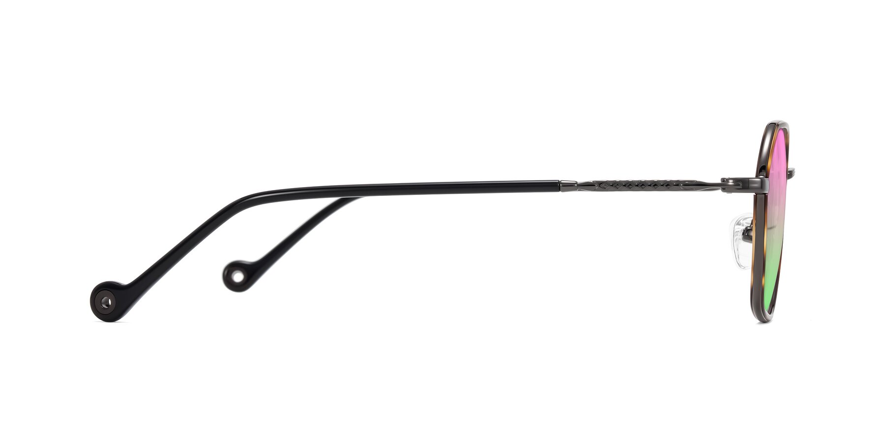 Side of Dalon in Tortoise/Gunmetal with Pink / Green Gradient Lenses