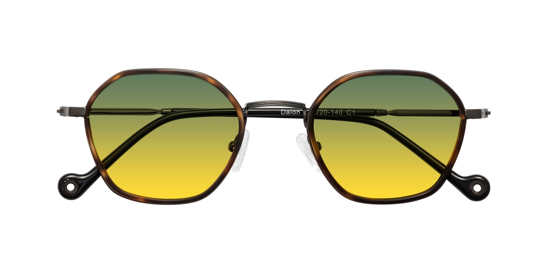 Folded Front of Dalon in Tortoise/Gunmetal with Green / Yellow Gradient Lenses
