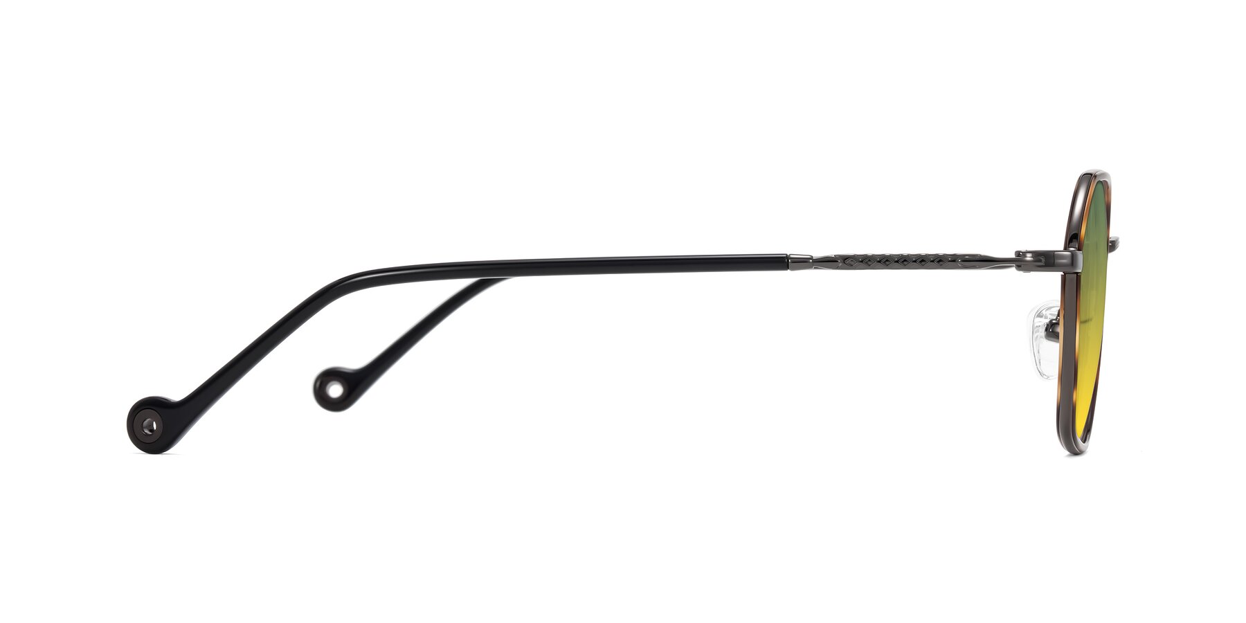 Side of Dalon in Tortoise/Gunmetal with Green / Yellow Gradient Lenses