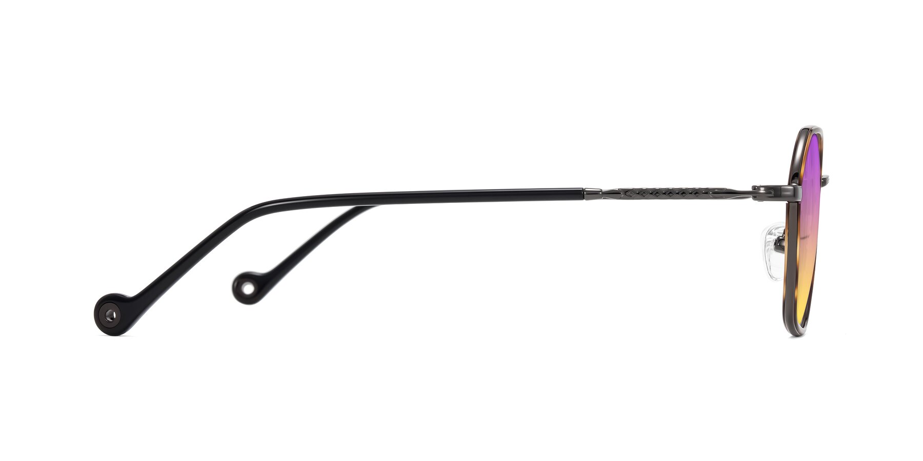 Side of Dalon in Tortoise/Gunmetal with Purple / Yellow Gradient Lenses