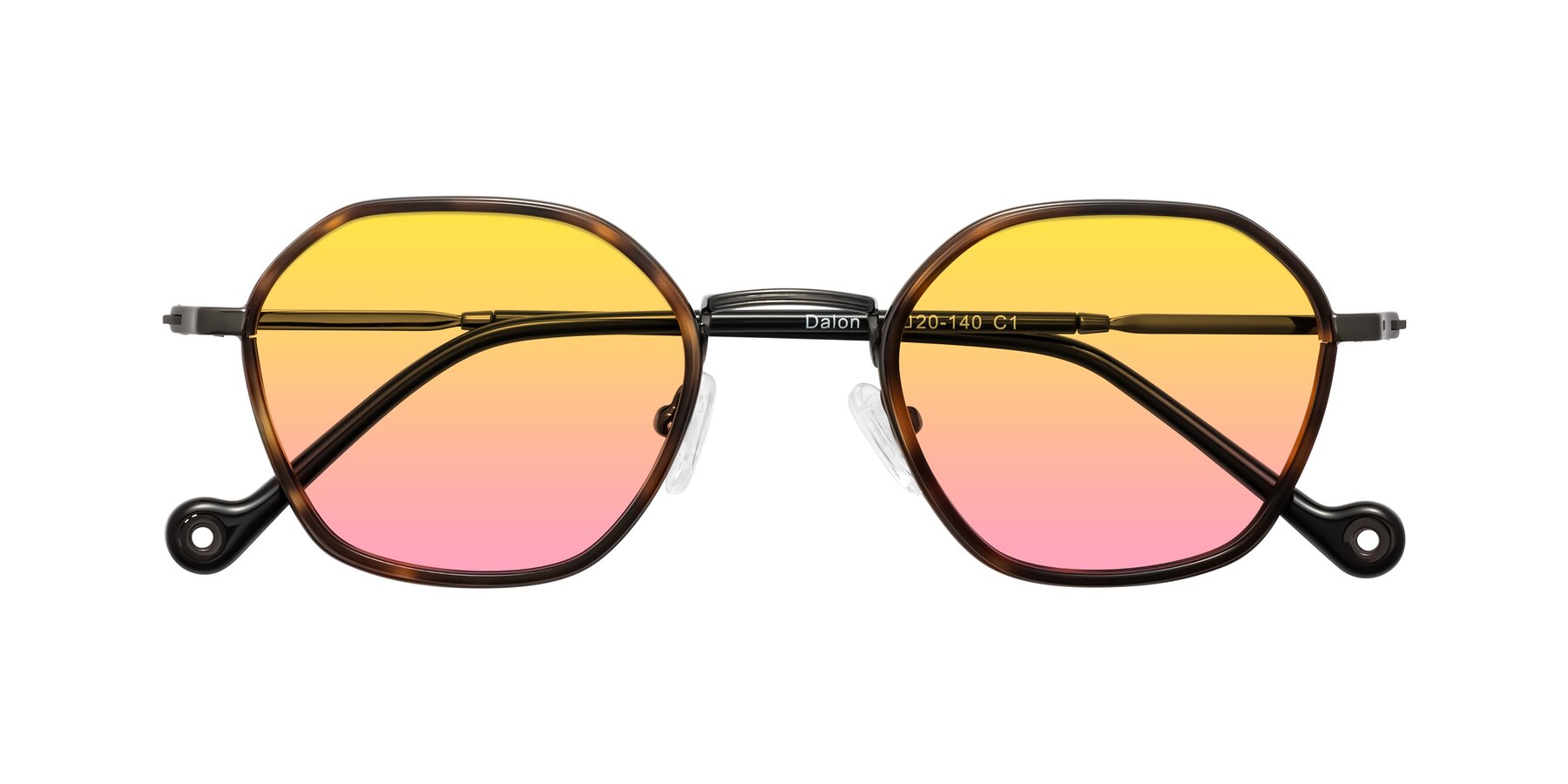 Folded Front of Dalon in Tortoise/Gunmetal with Yellow / Pink Gradient Lenses