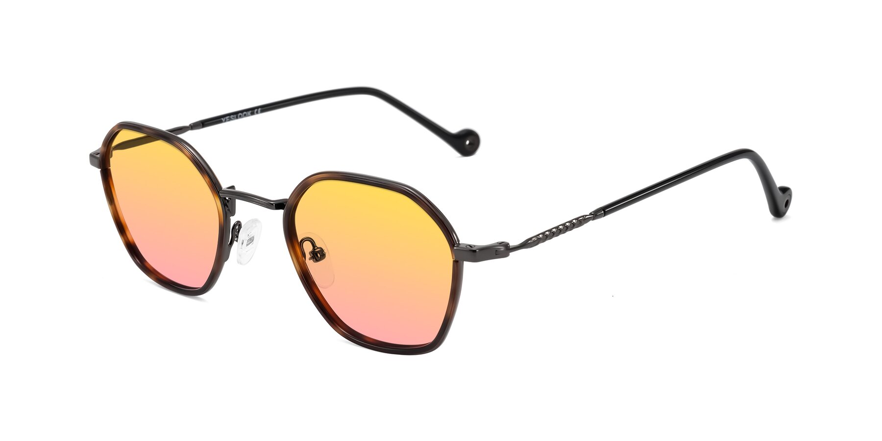 Angle of Dalon in Tortoise/Gunmetal with Yellow / Pink Gradient Lenses