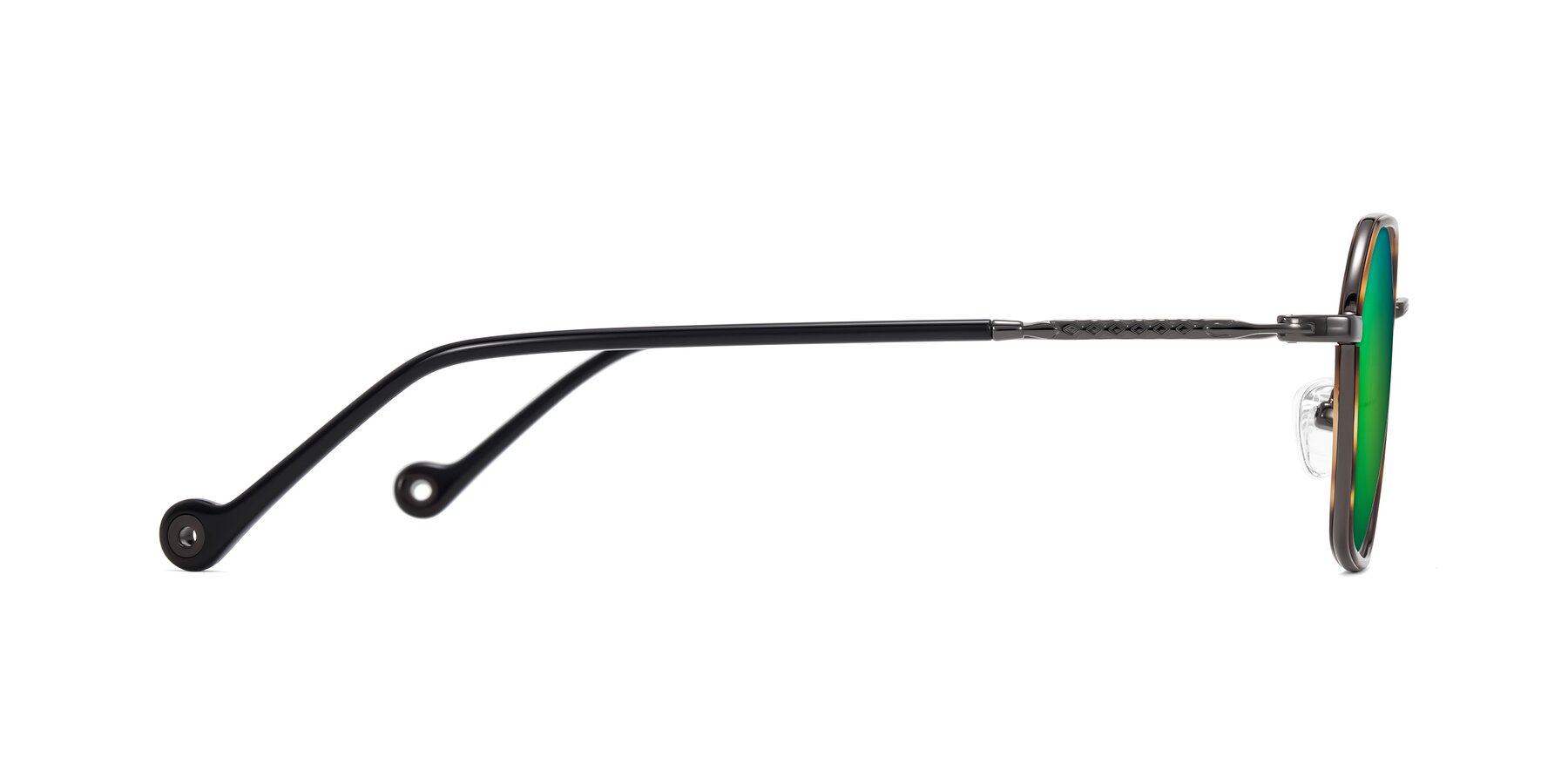 Side of Dalon in Tortoise/Gunmetal with Green Mirrored Lenses