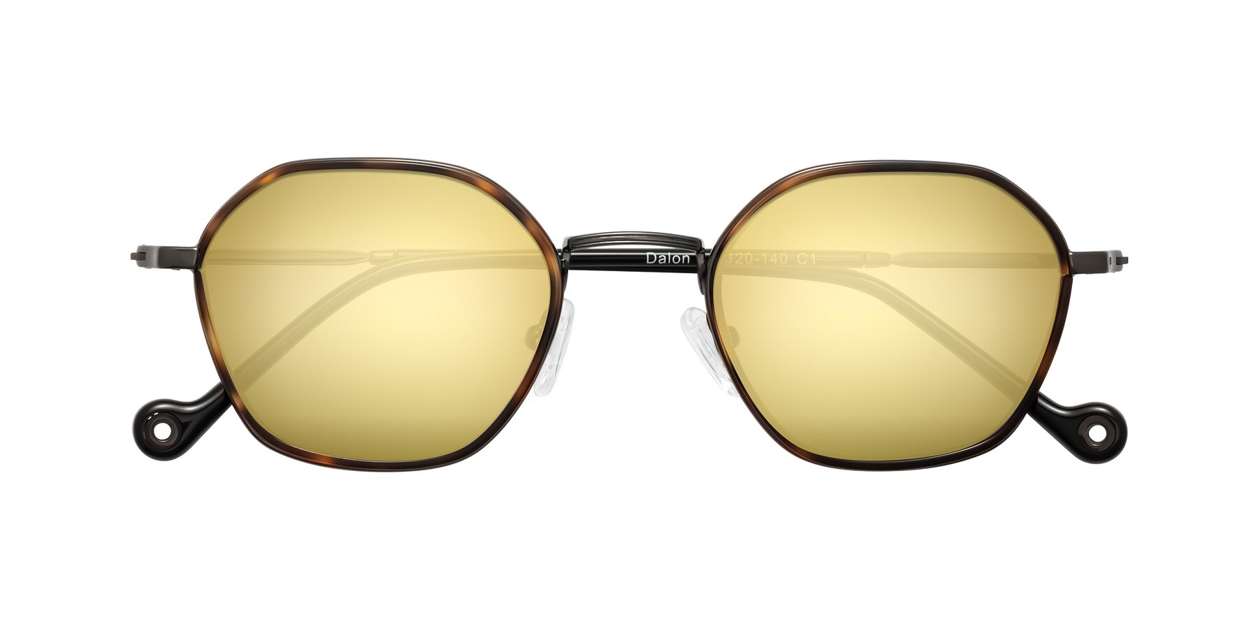 Folded Front of Dalon in Tortoise/Gunmetal with Gold Mirrored Lenses