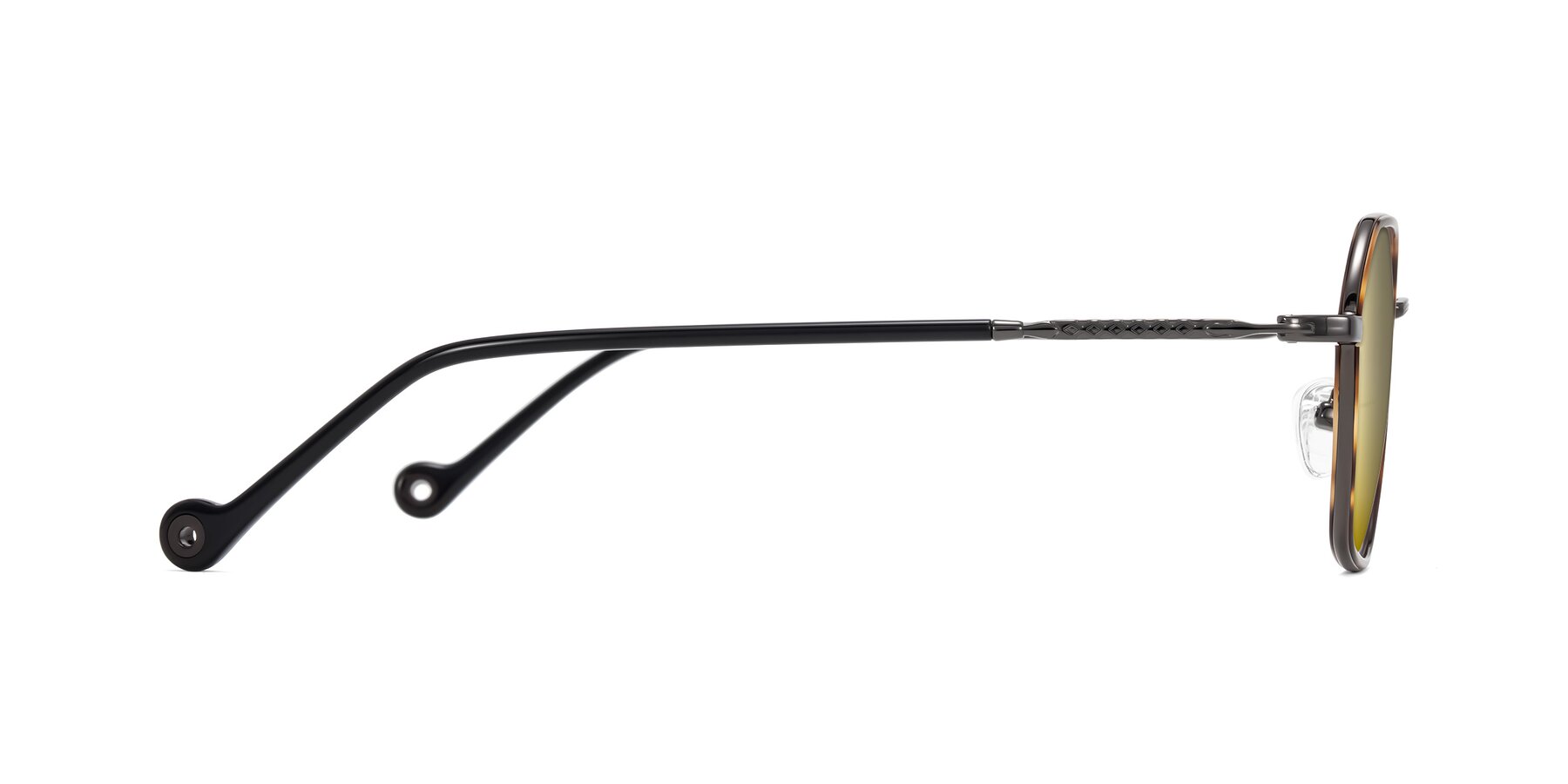 Side of Dalon in Tortoise/Gunmetal with Gold Mirrored Lenses