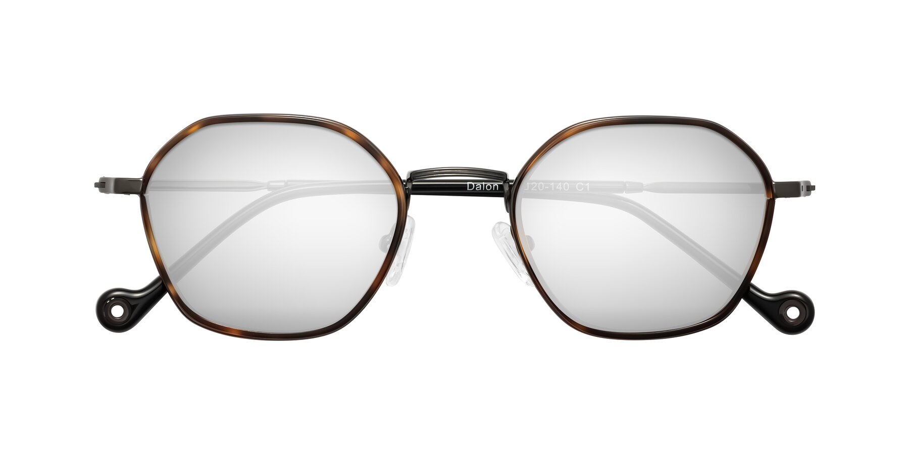 Folded Front of Dalon in Tortoise/Gunmetal with Silver Mirrored Lenses