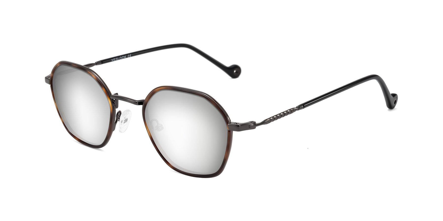 Angle of Dalon in Tortoise/Gunmetal with Silver Mirrored Lenses