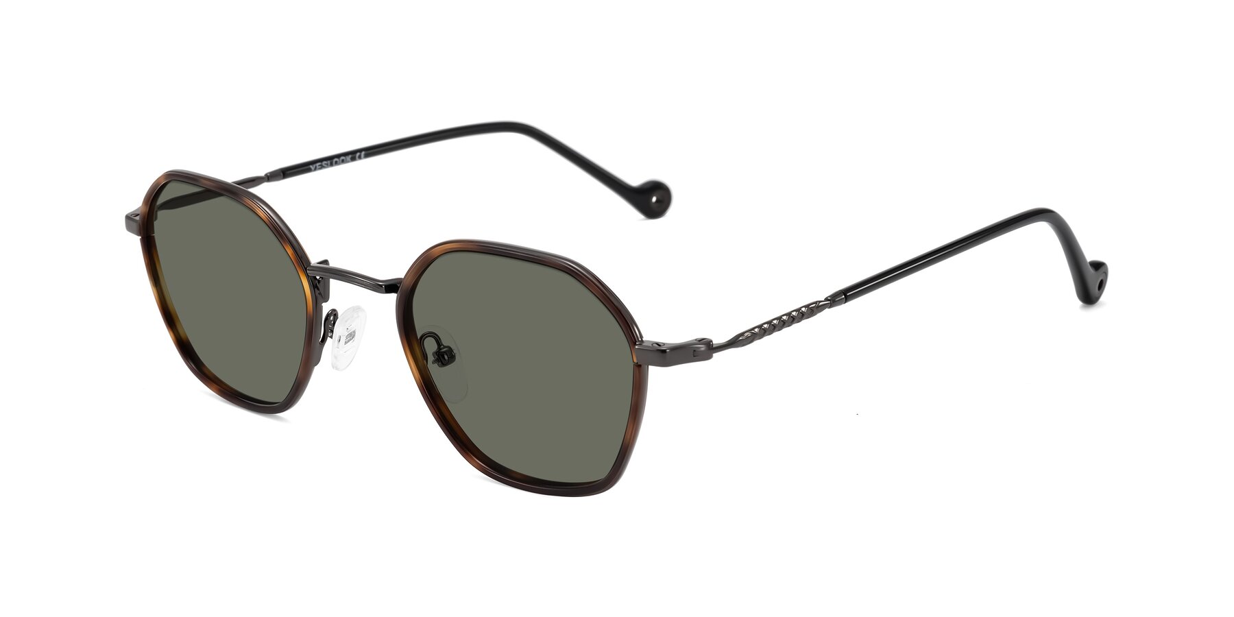 Angle of Dalon in Tortoise/Gunmetal with Gray Polarized Lenses