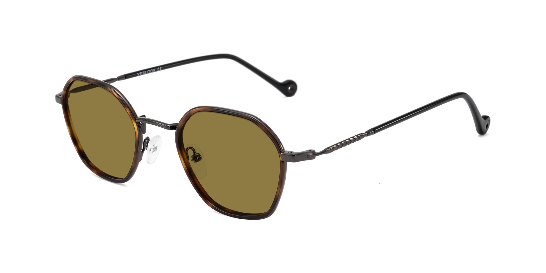 Angle of Dalon in Tortoise/Gunmetal with Brown Polarized Lenses