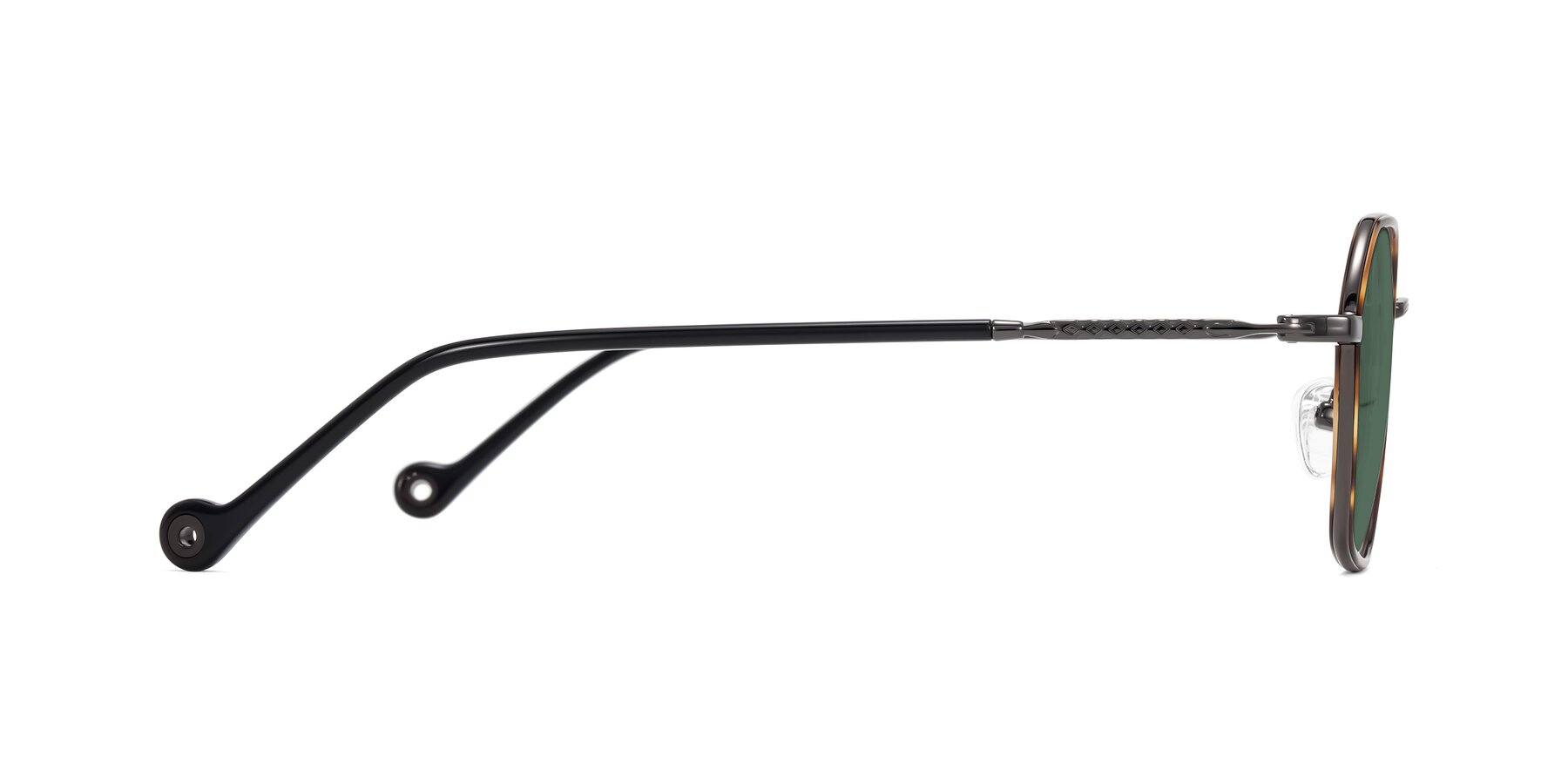 Side of Dalon in Tortoise/Gunmetal with Green Polarized Lenses