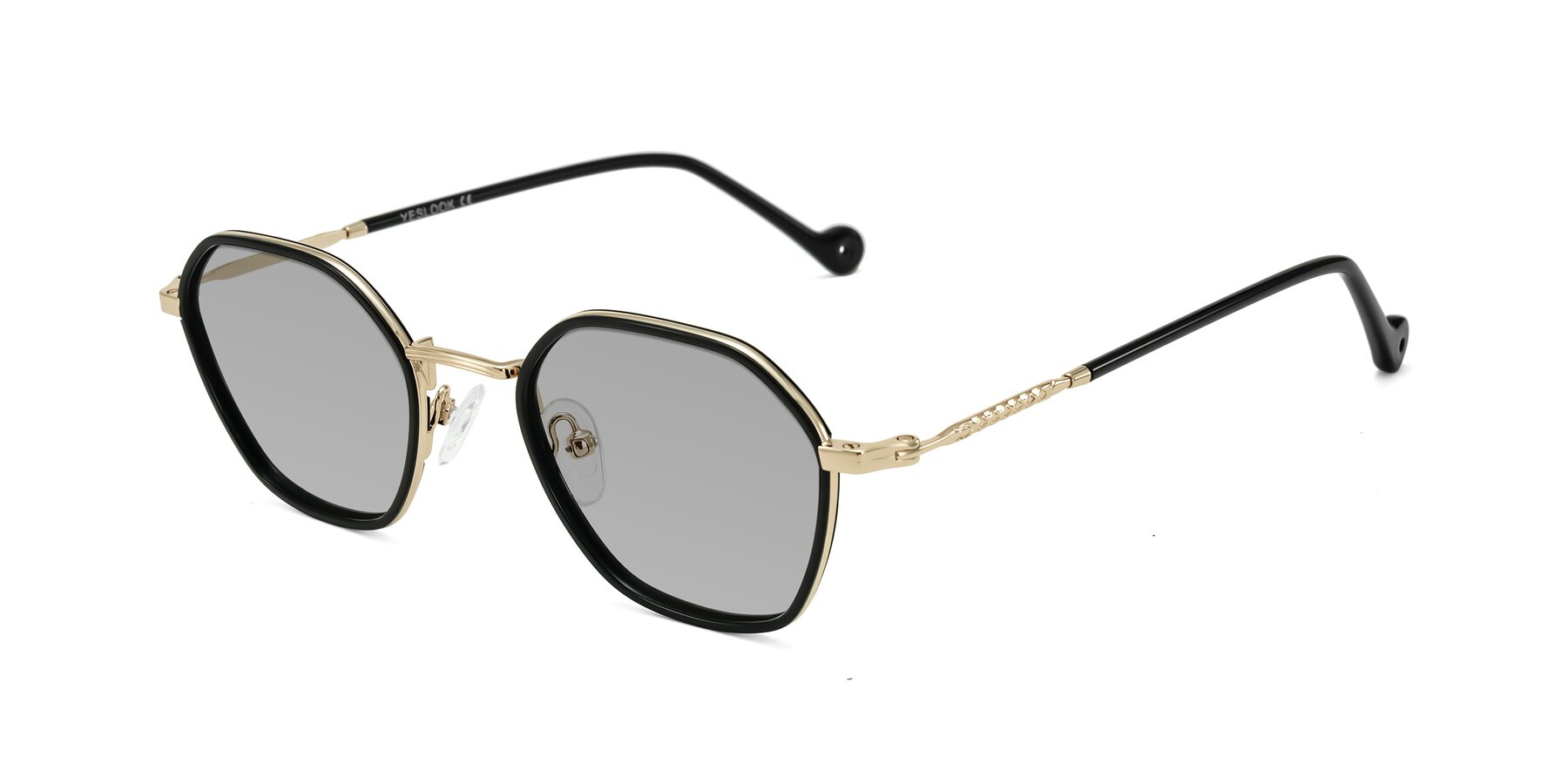Angle of Dalon in Black/Gold with Light Gray Tinted Lenses
