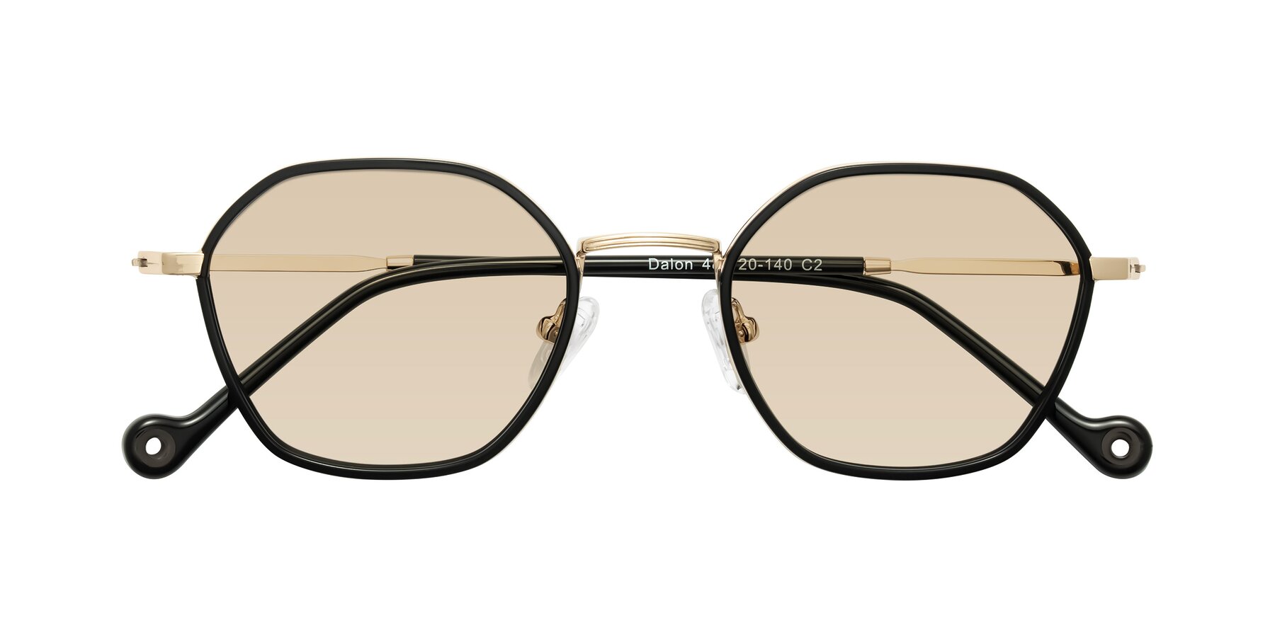 Folded Front of Dalon in Black/Gold with Light Brown Tinted Lenses