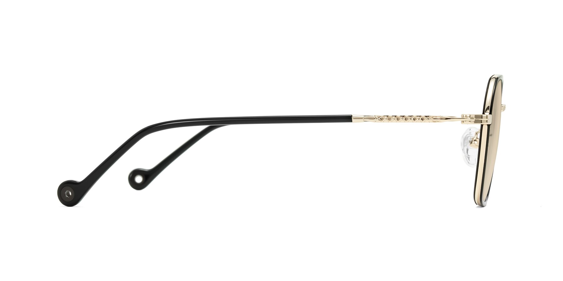 Side of Dalon in Black/Gold with Light Brown Tinted Lenses