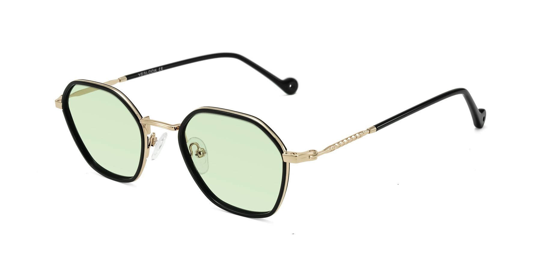 Angle of Dalon in Black/Gold with Light Green Tinted Lenses