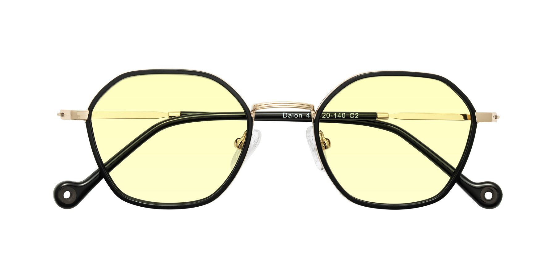 Folded Front of Dalon in Black/Gold with Light Yellow Tinted Lenses