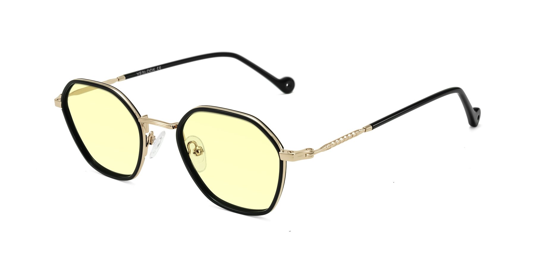 Angle of Dalon in Black/Gold with Light Yellow Tinted Lenses