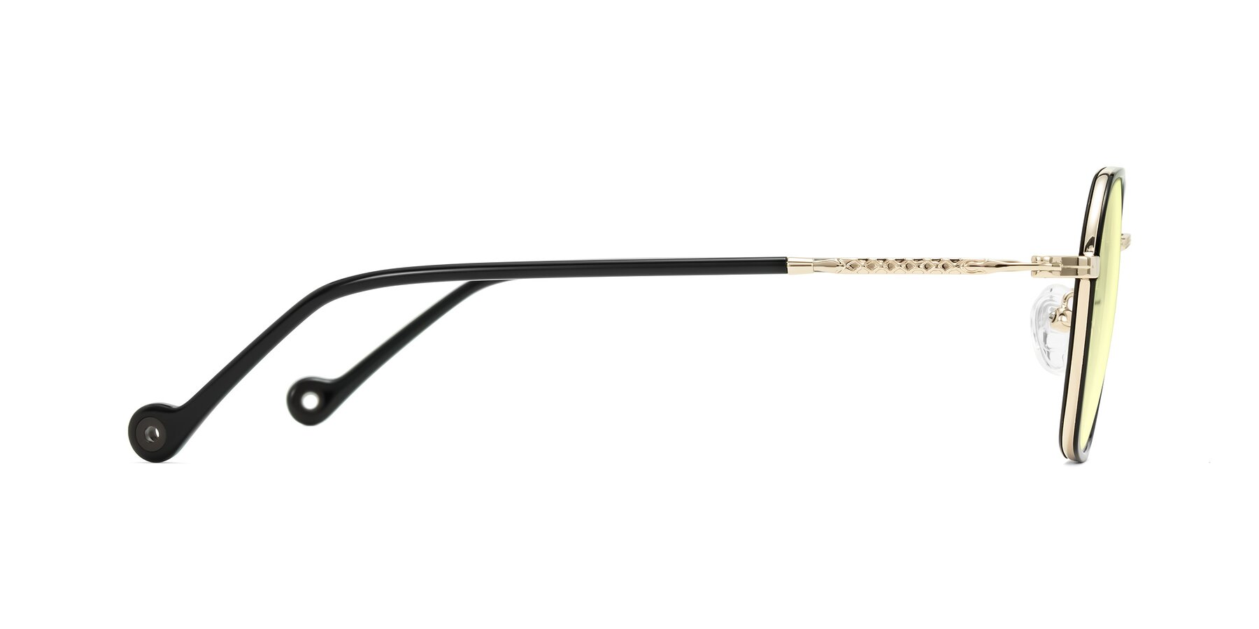 Side of Dalon in Black/Gold with Light Yellow Tinted Lenses