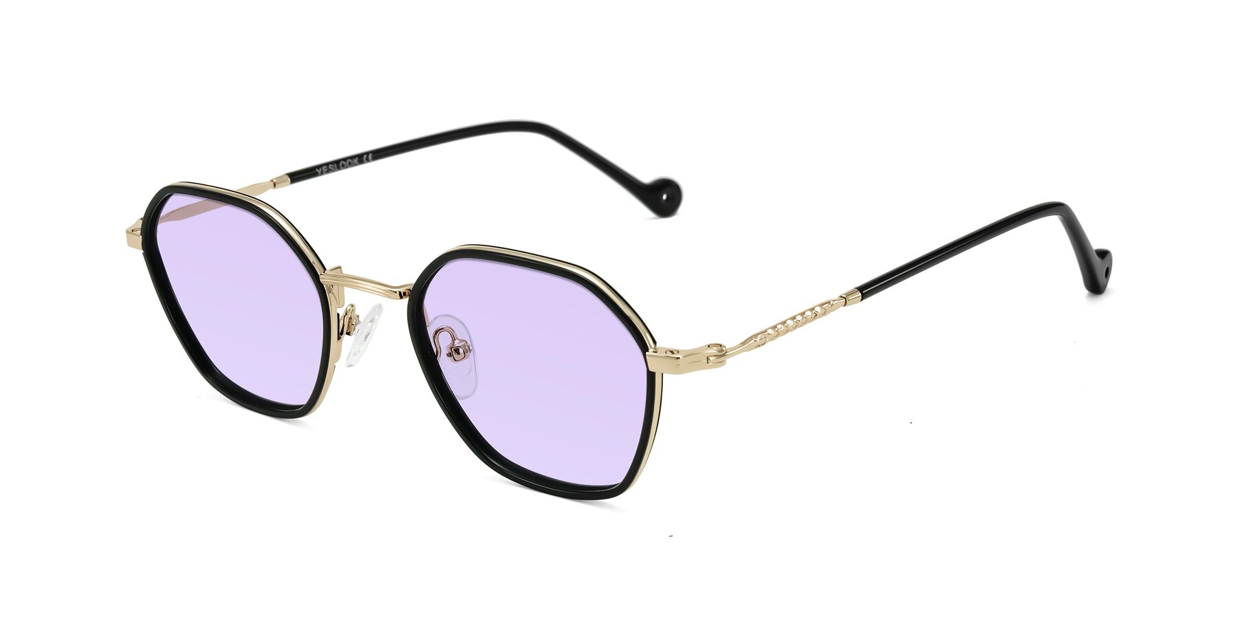 Angle of Dalon in Black/Gold with Light Purple Tinted Lenses