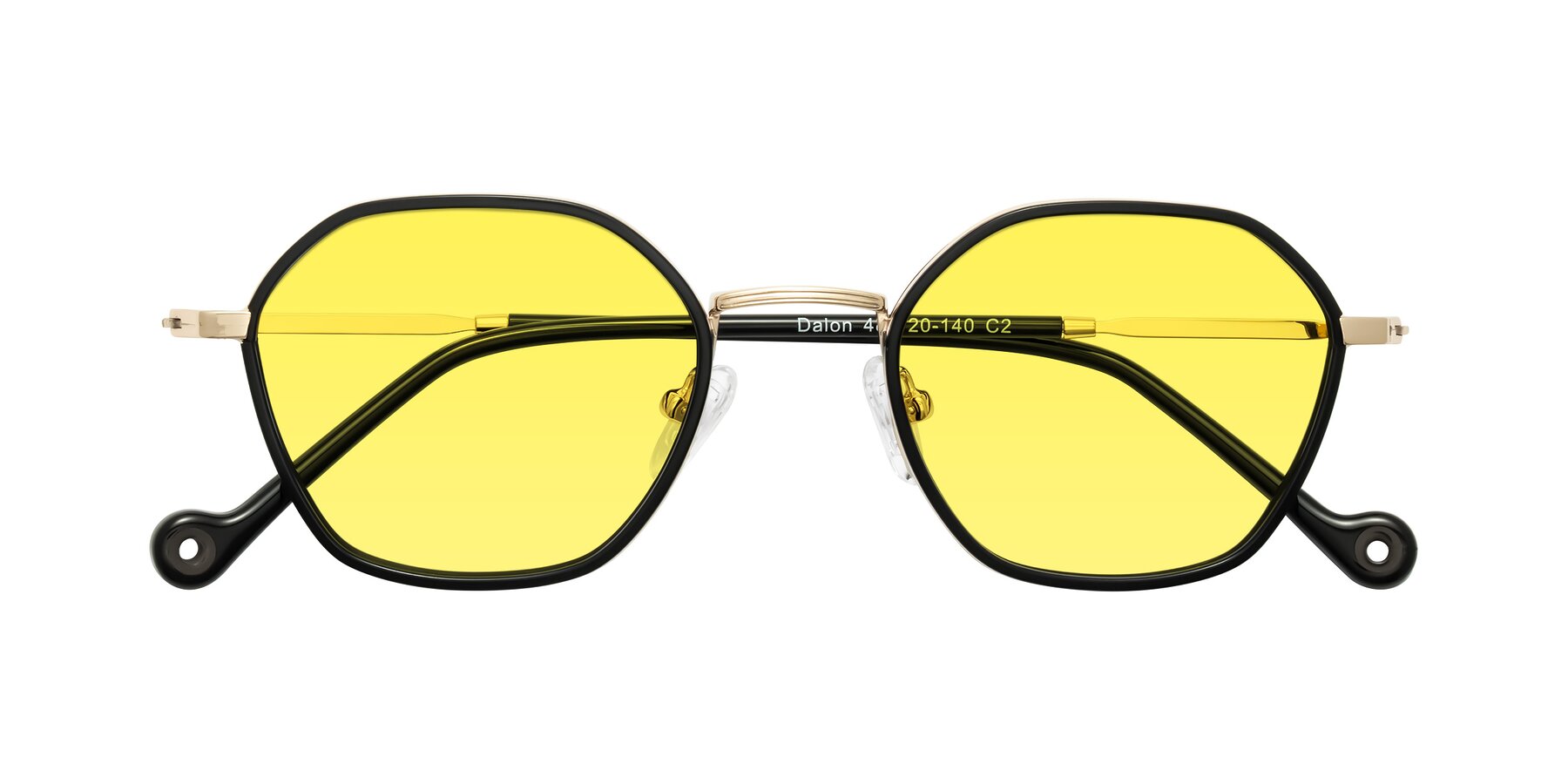 Folded Front of Dalon in Black/Gold with Medium Yellow Tinted Lenses