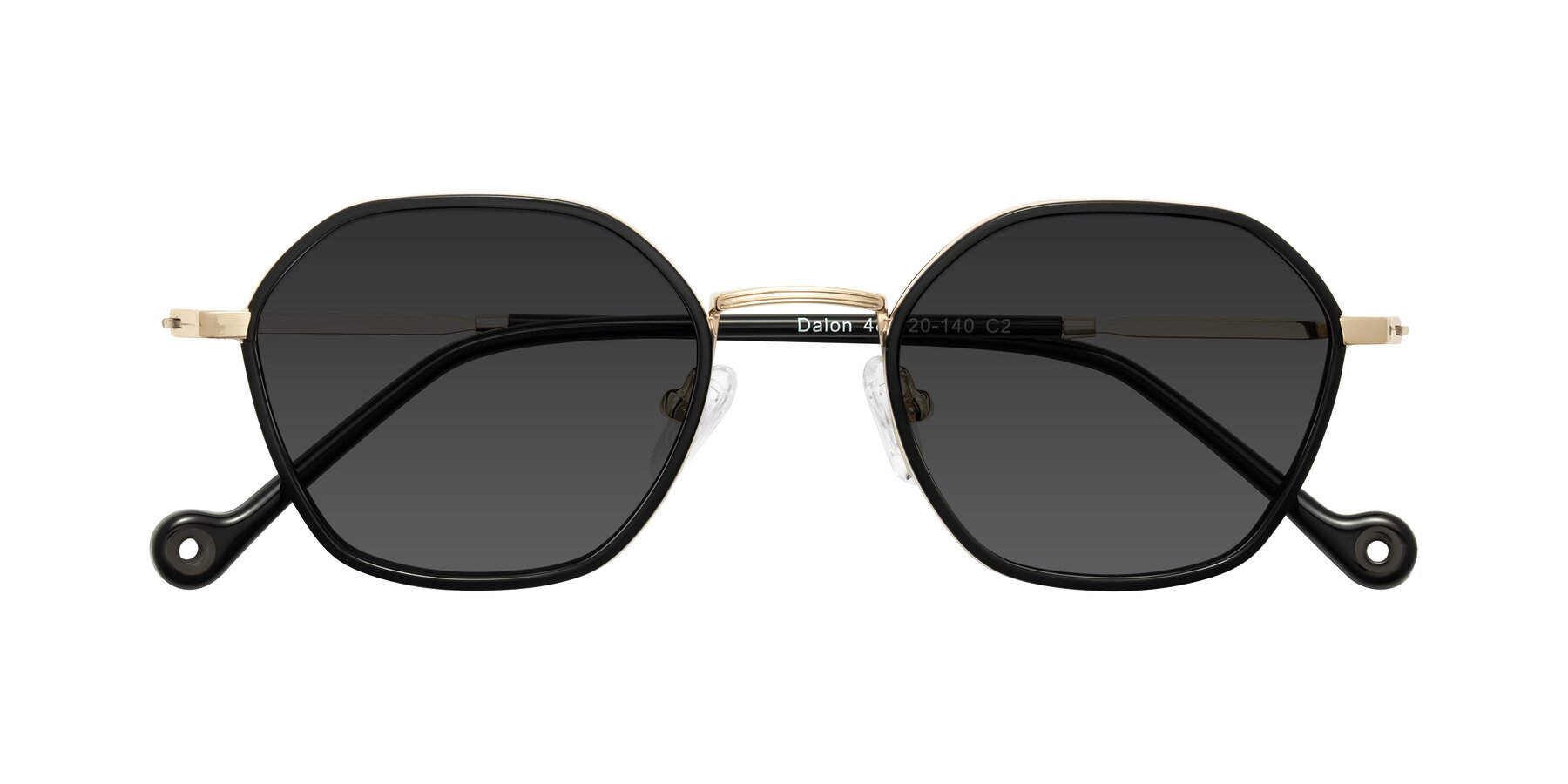 Folded Front of Dalon in Black/Gold with Gray Tinted Lenses