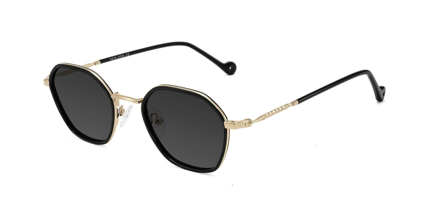 Angle of Dalon in Black/Gold with Gray Tinted Lenses