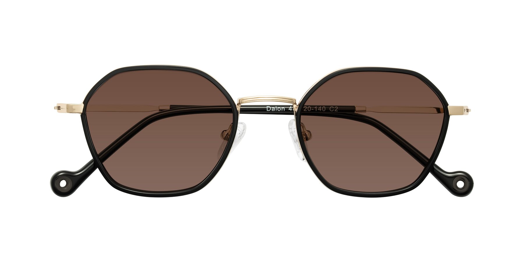 Folded Front of Dalon in Black/Gold with Brown Tinted Lenses