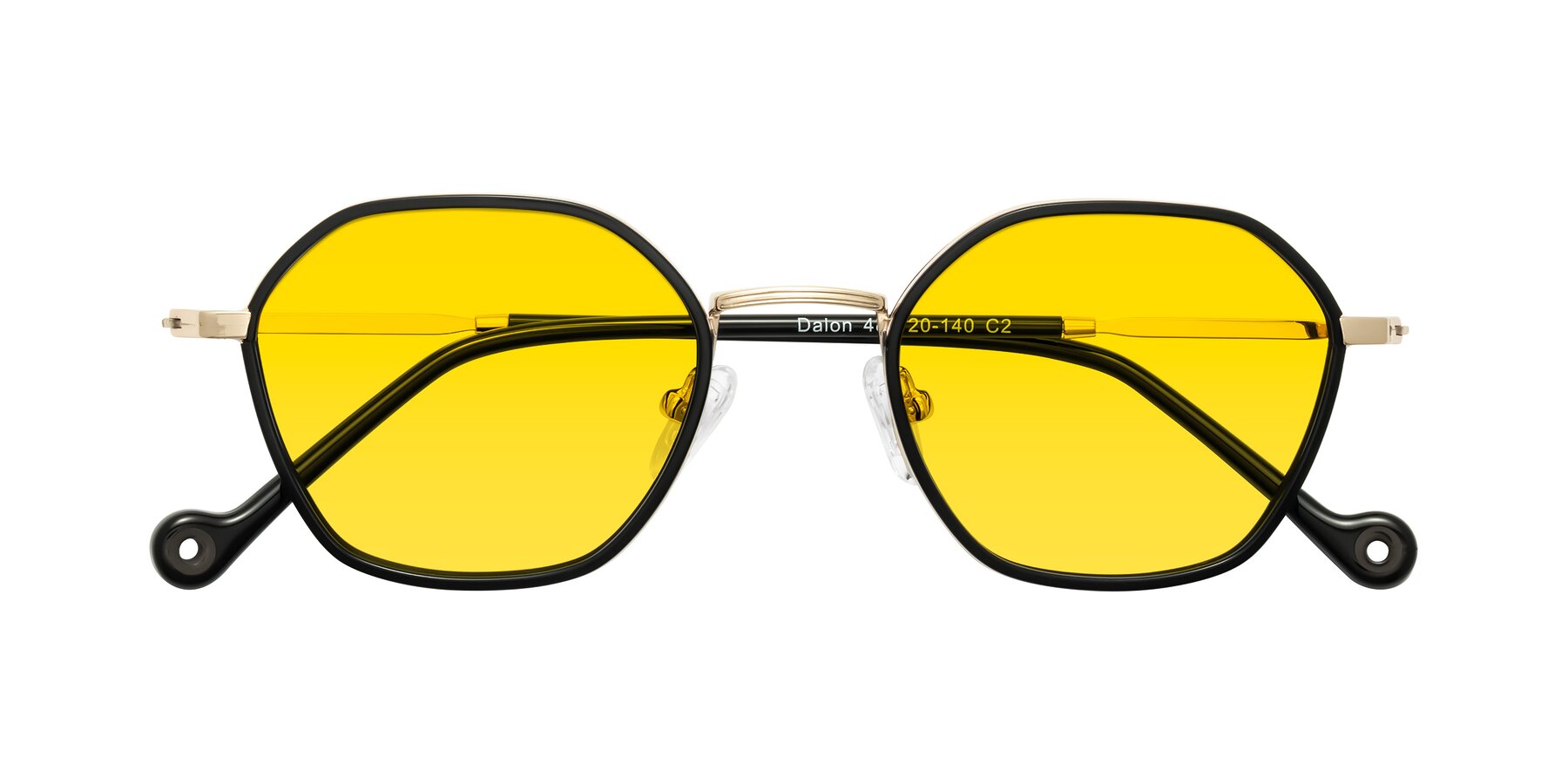 Folded Front of Dalon in Black/Gold with Yellow Tinted Lenses