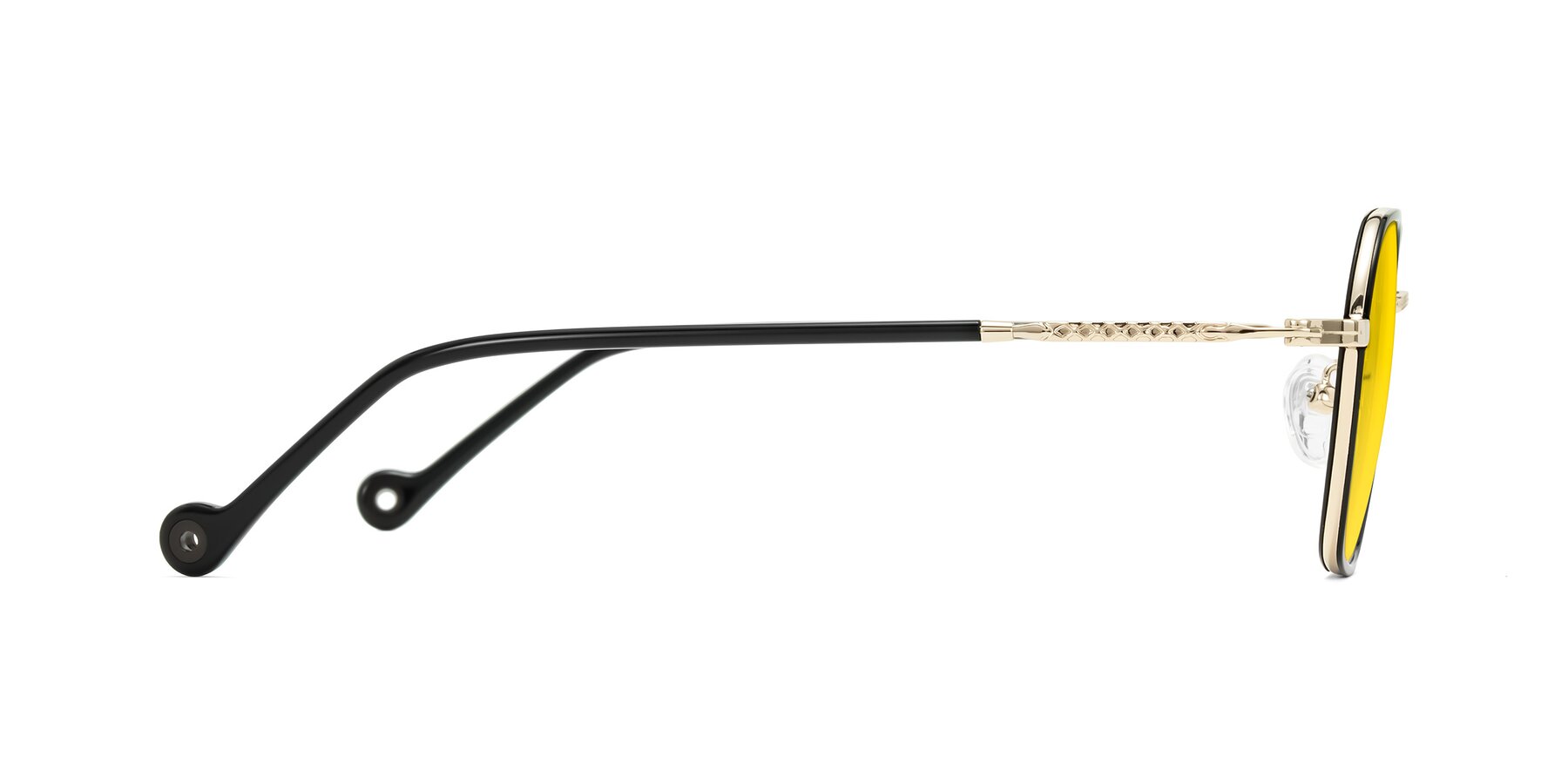 Side of Dalon in Black/Gold with Yellow Tinted Lenses