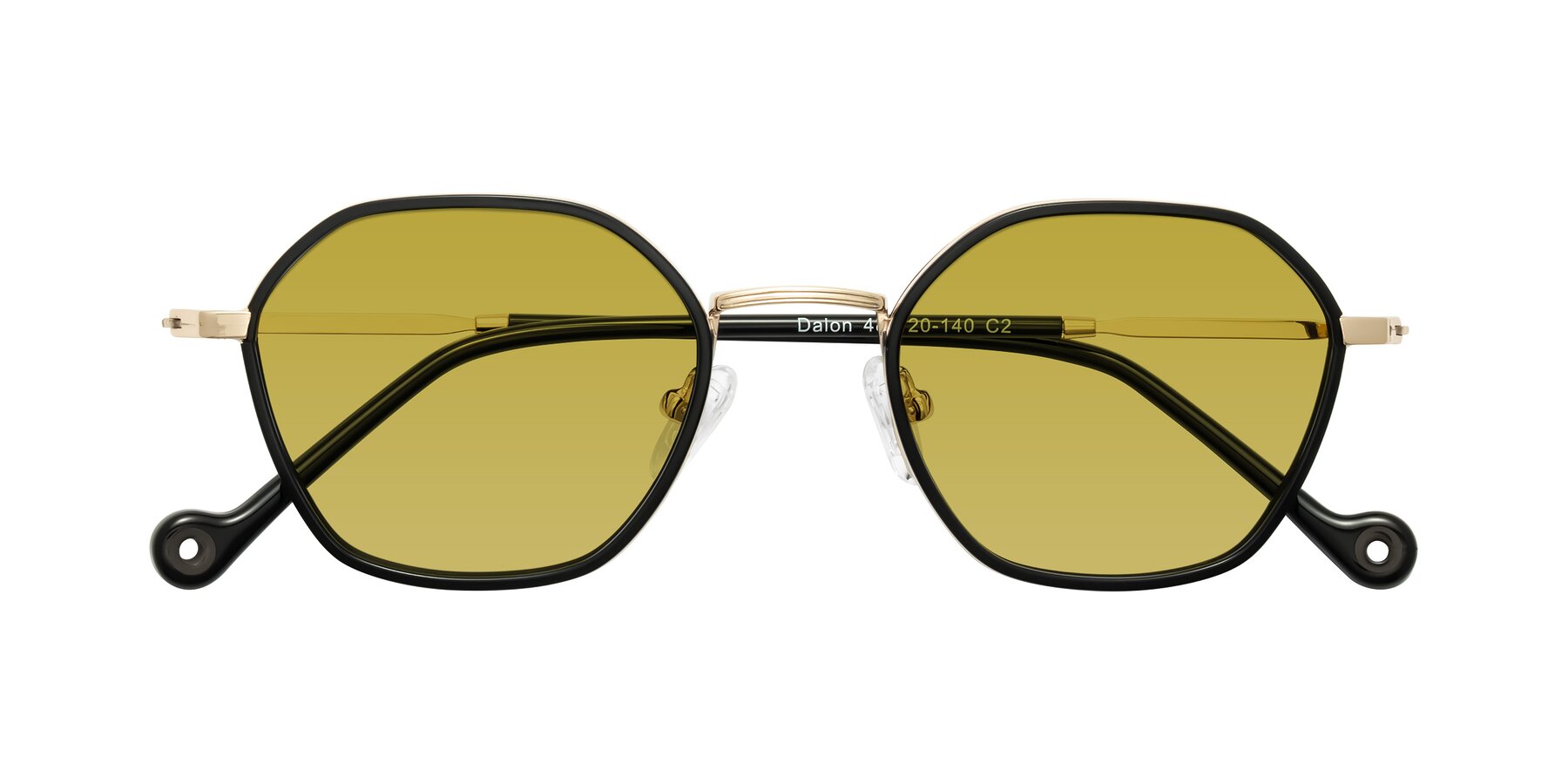 Folded Front of Dalon in Black/Gold with Champagne Tinted Lenses