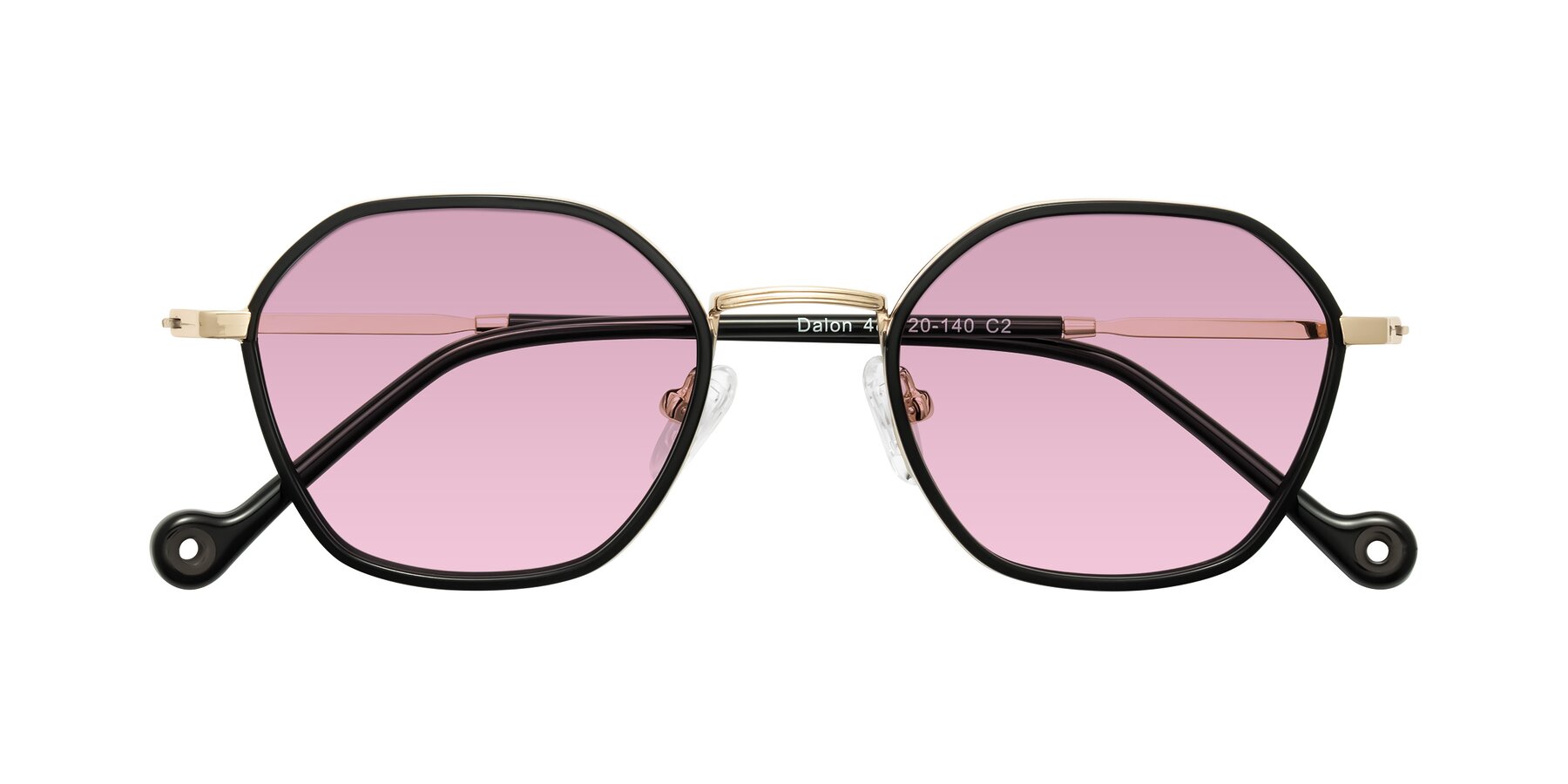 Folded Front of Dalon in Black/Gold with Light Wine Tinted Lenses
