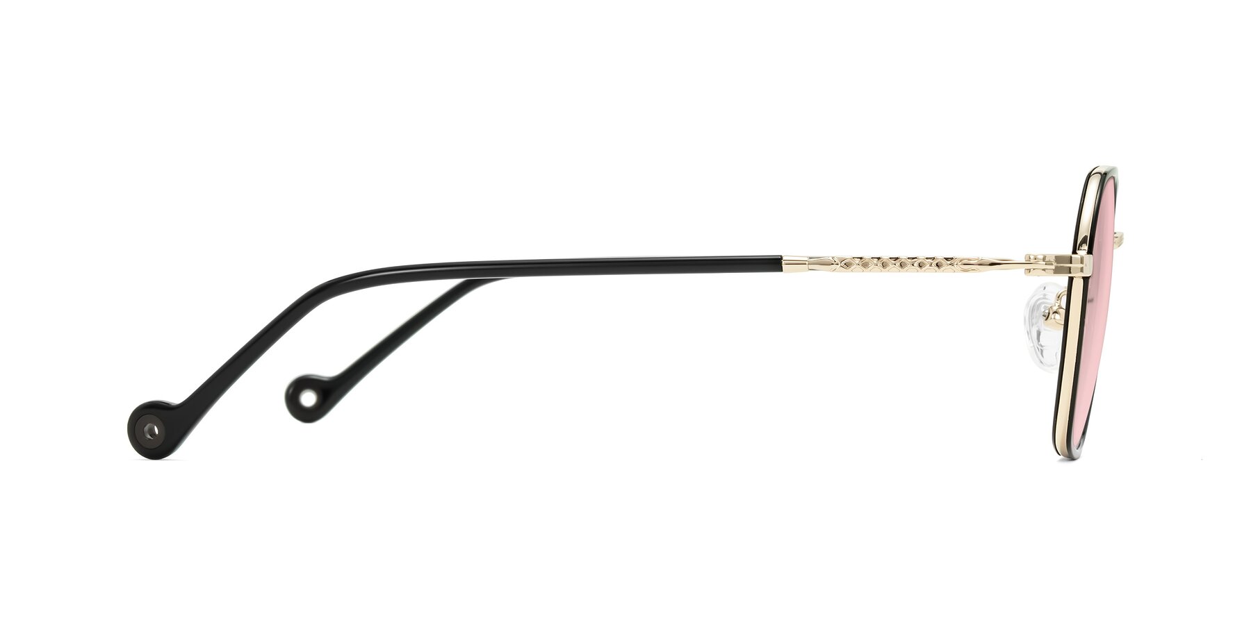 Side of Dalon in Black/Gold with Light Garnet Tinted Lenses