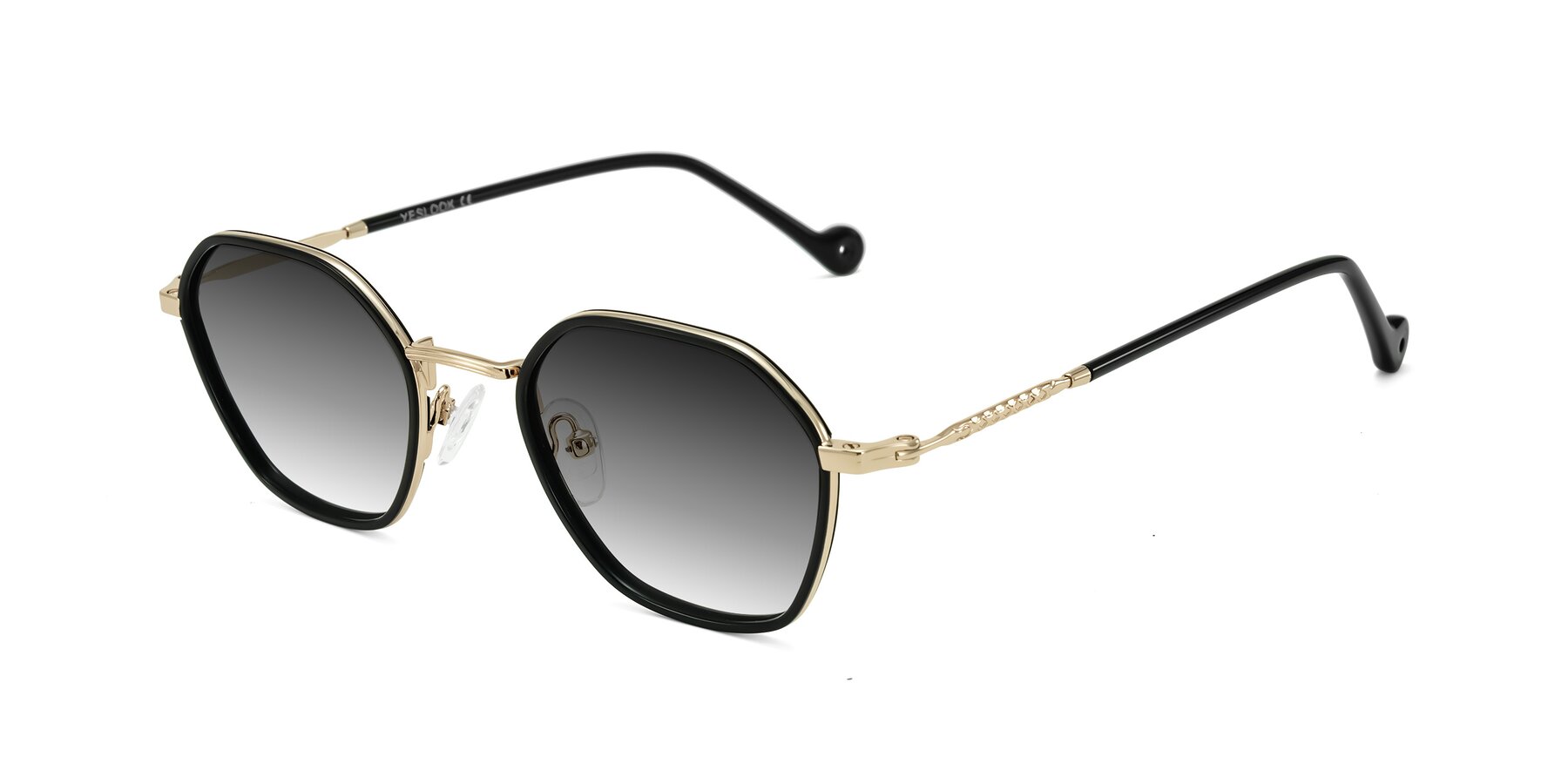 Angle of Dalon in Black/Gold with Gray Gradient Lenses