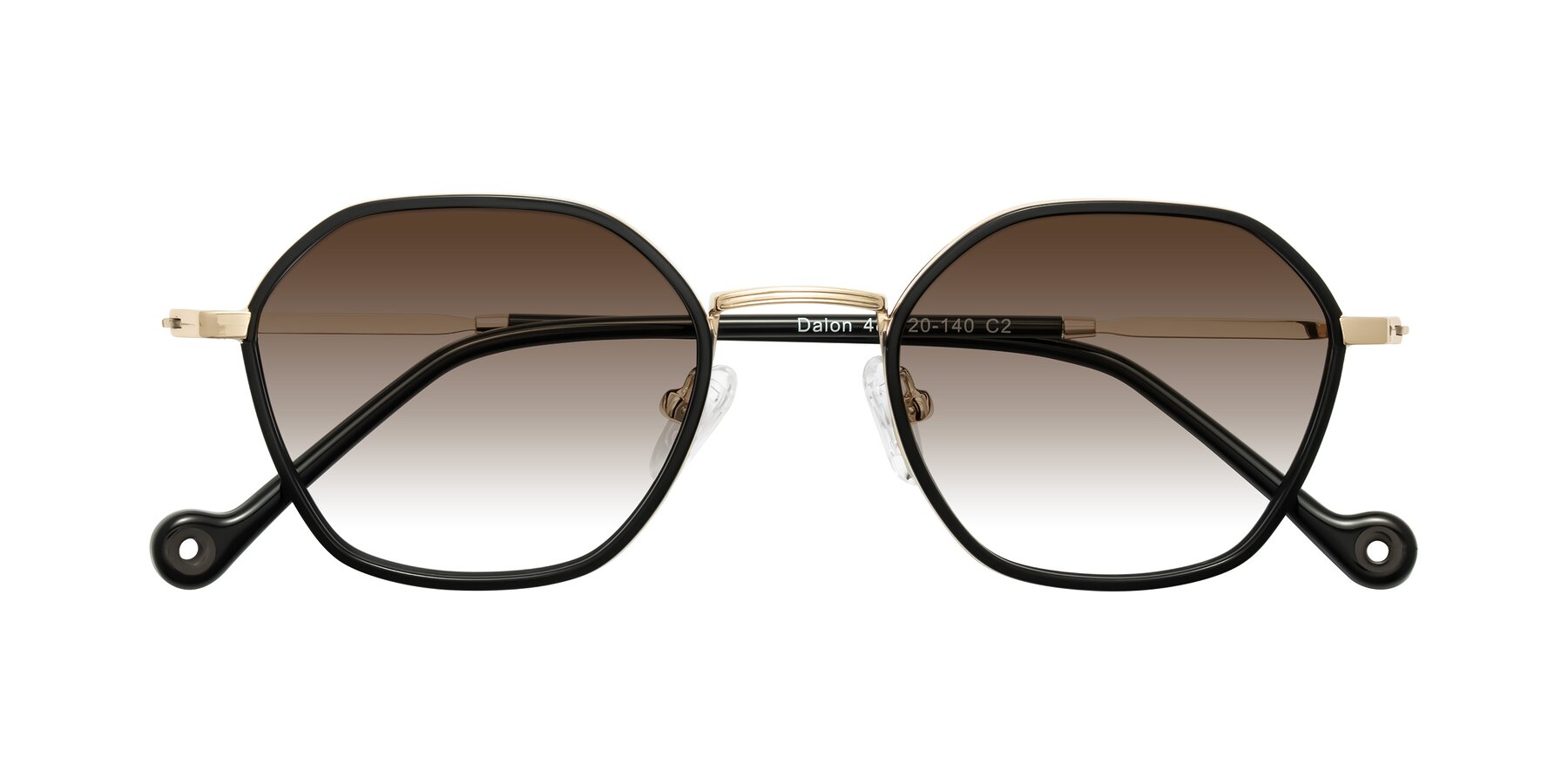 Folded Front of Dalon in Black/Gold with Brown Gradient Lenses