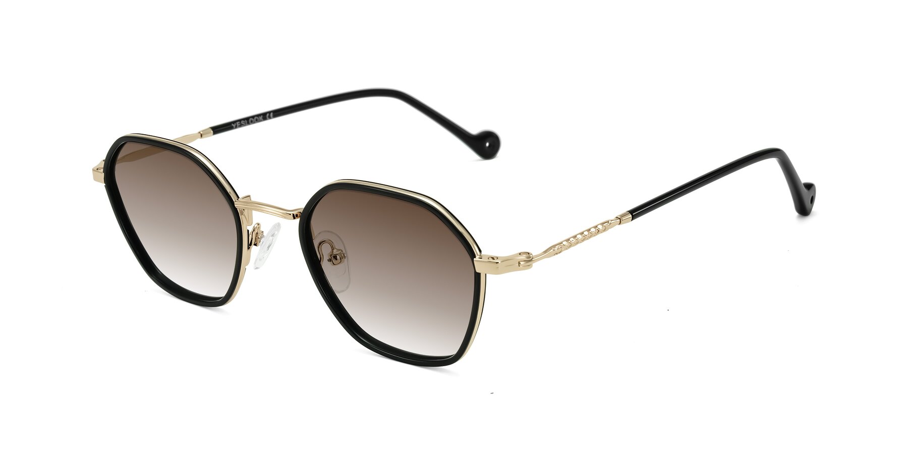 Angle of Dalon in Black/Gold with Brown Gradient Lenses