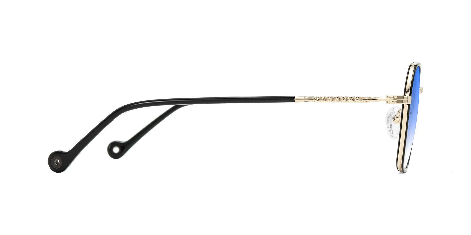Side of Dalon in Black/Gold with Blue Gradient Lenses