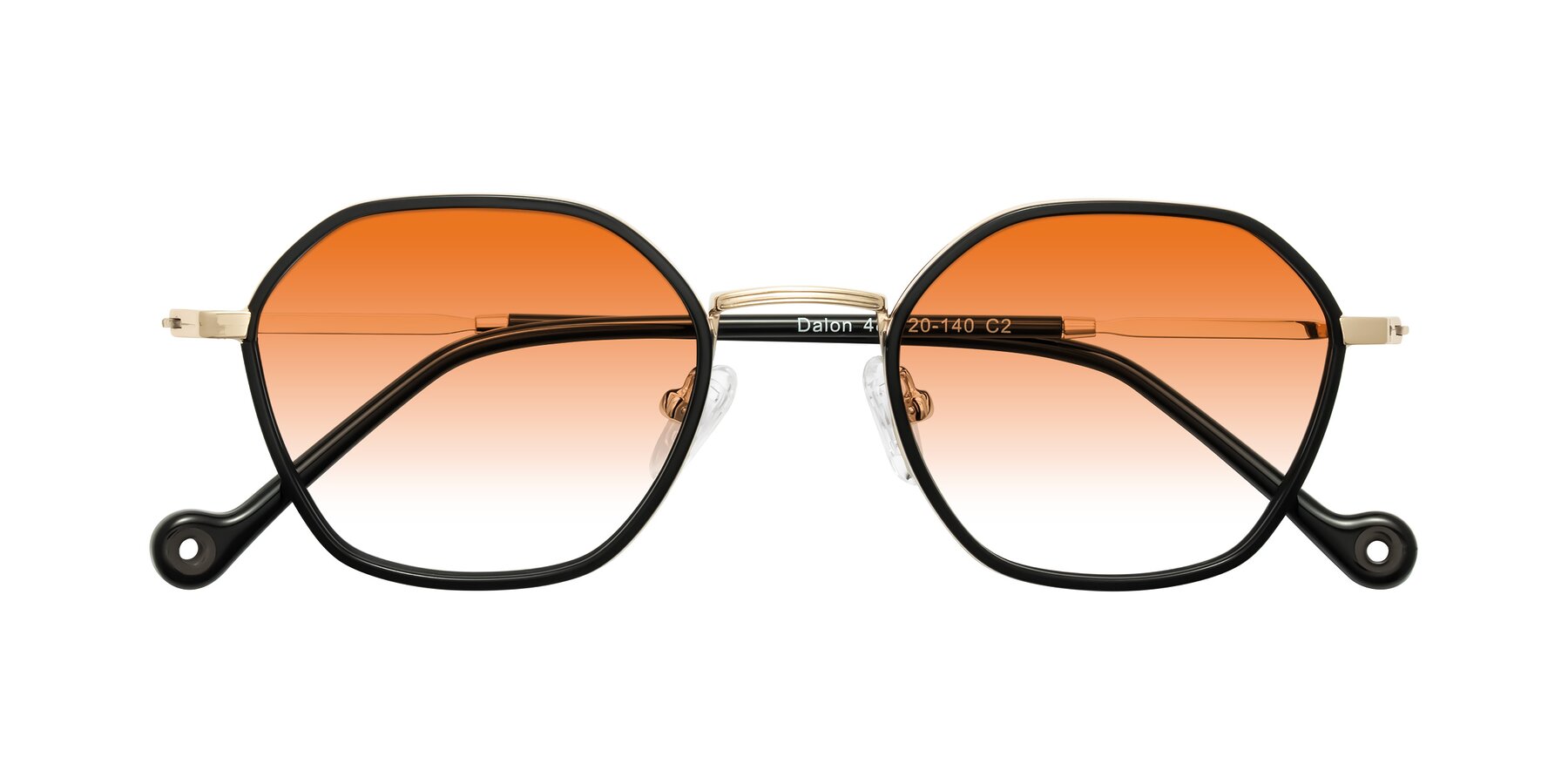Folded Front of Dalon in Black/Gold with Orange Gradient Lenses